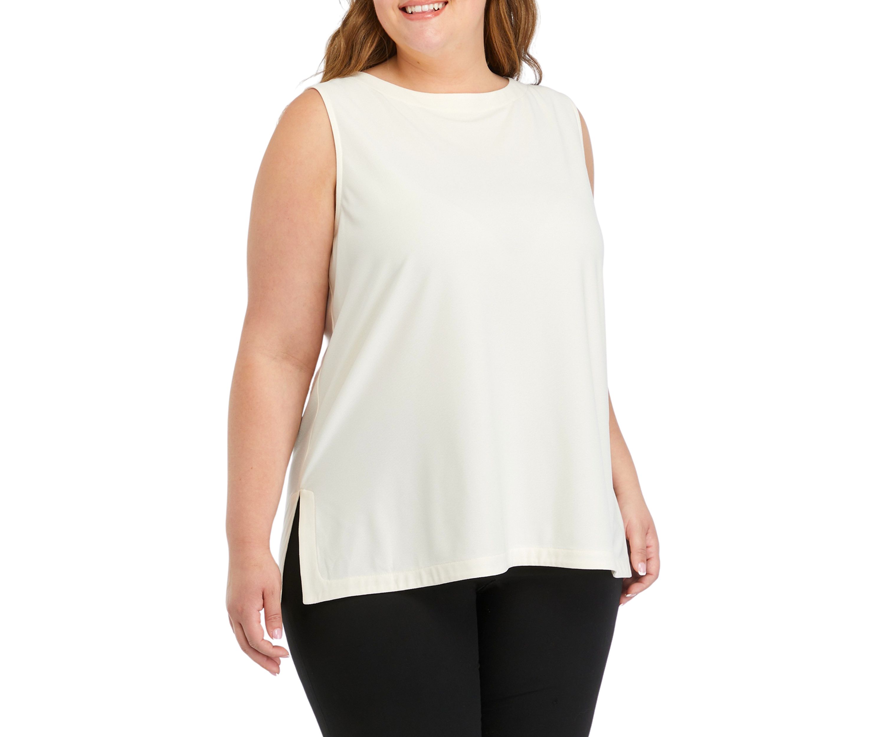 Plus Size Solid Slit Side Tunic