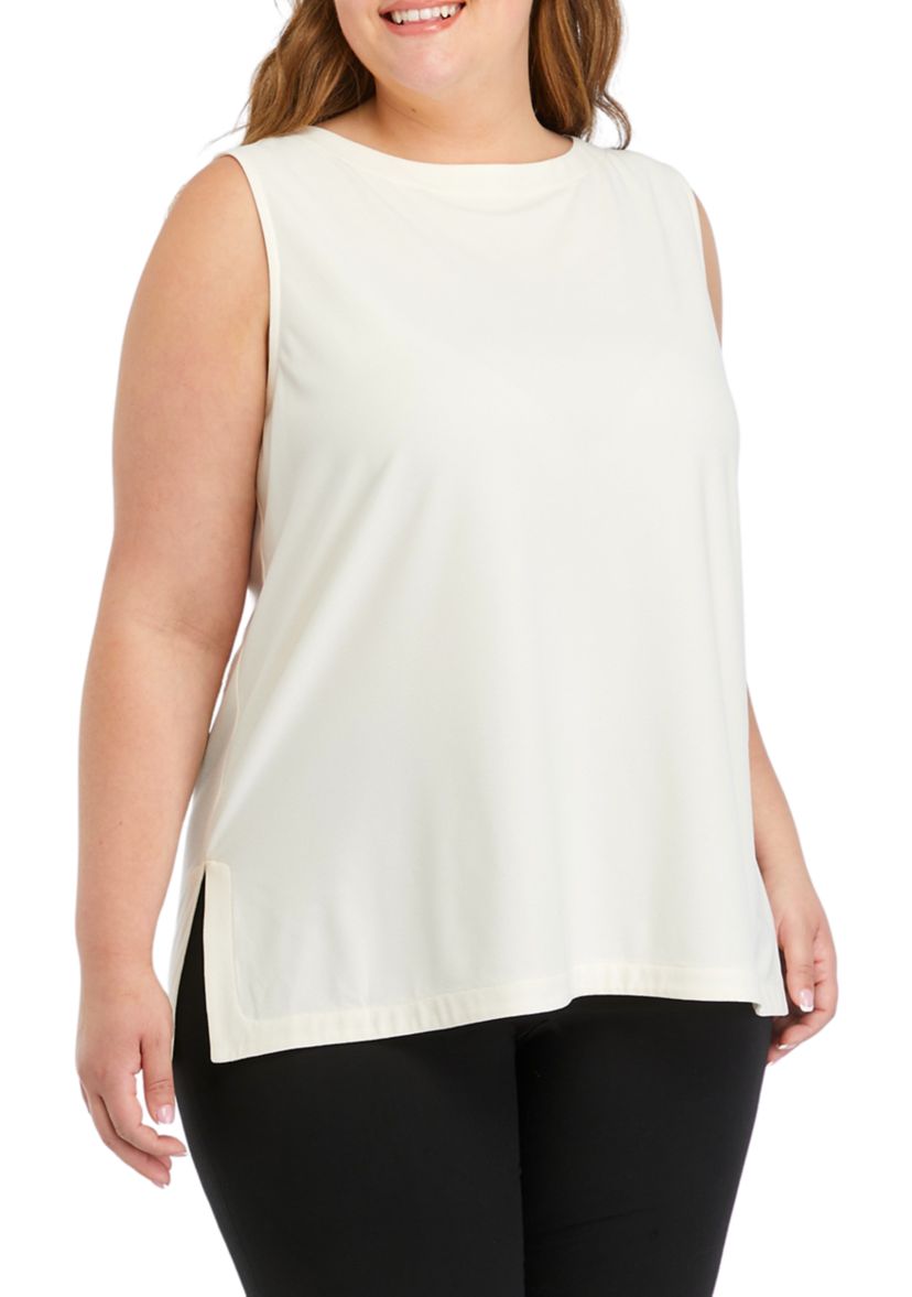 Plus Size Solid Slit Side Tunic