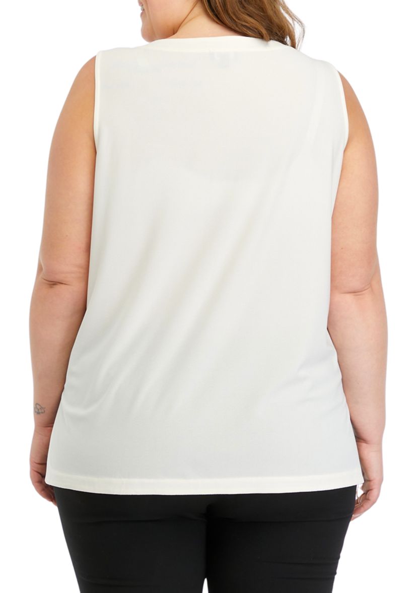 Plus Size Solid Slit Side Tunic
