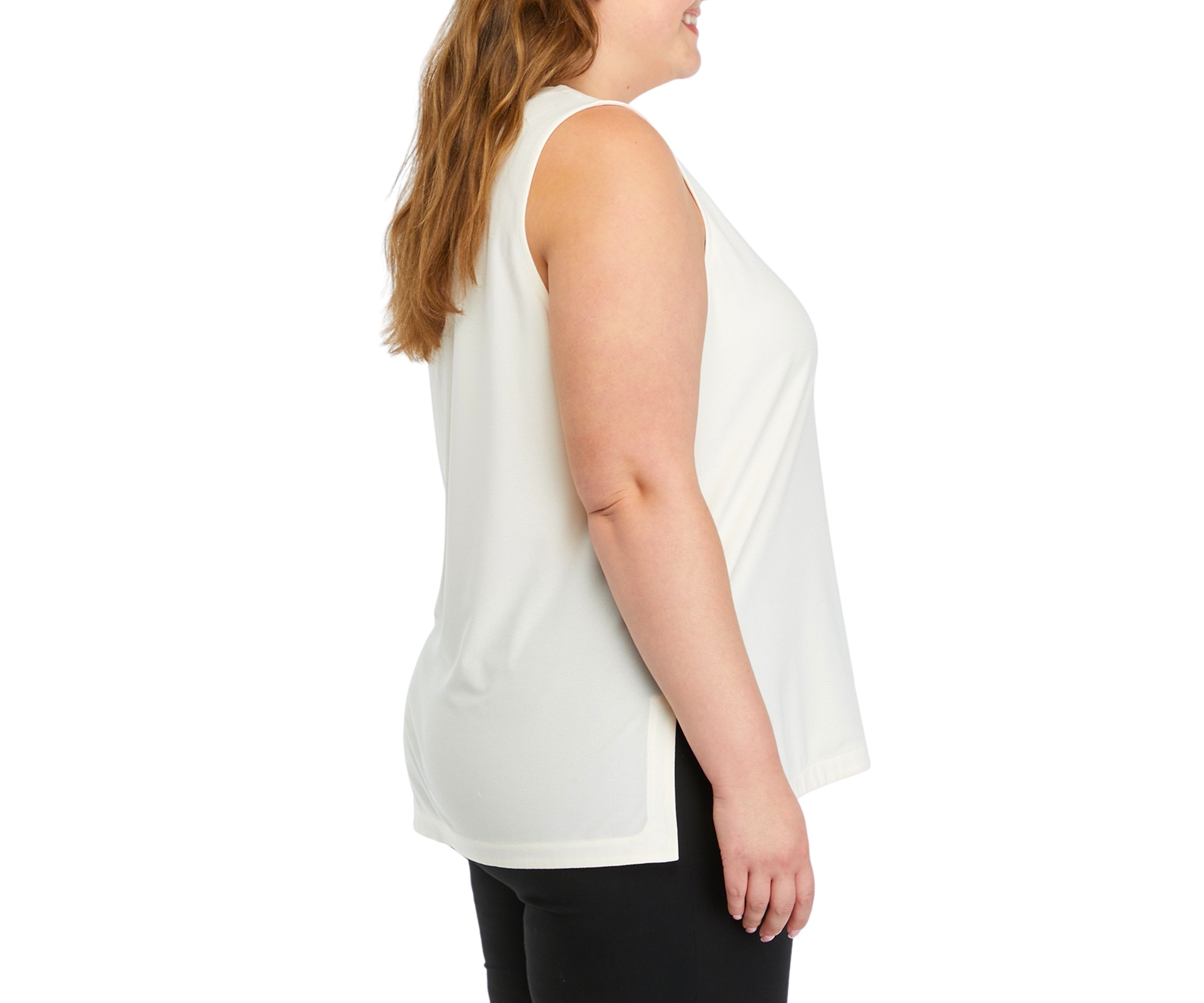 Plus Size Solid Slit Side Tunic
