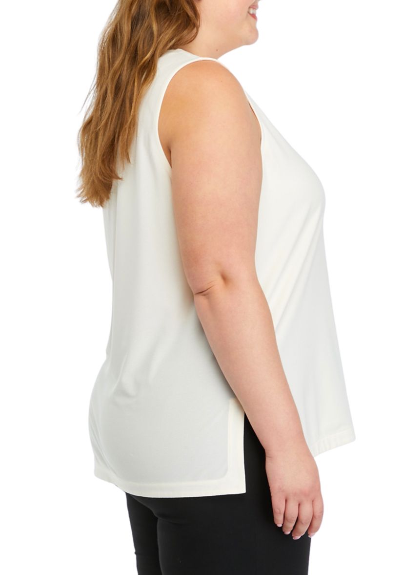 Plus Size Solid Slit Side Tunic
