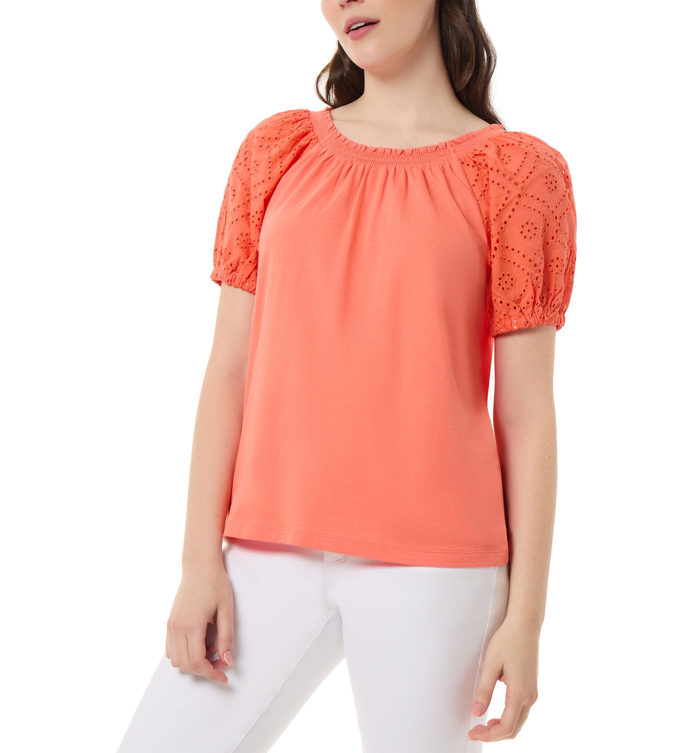 Petite Eyelet Sleeve Top