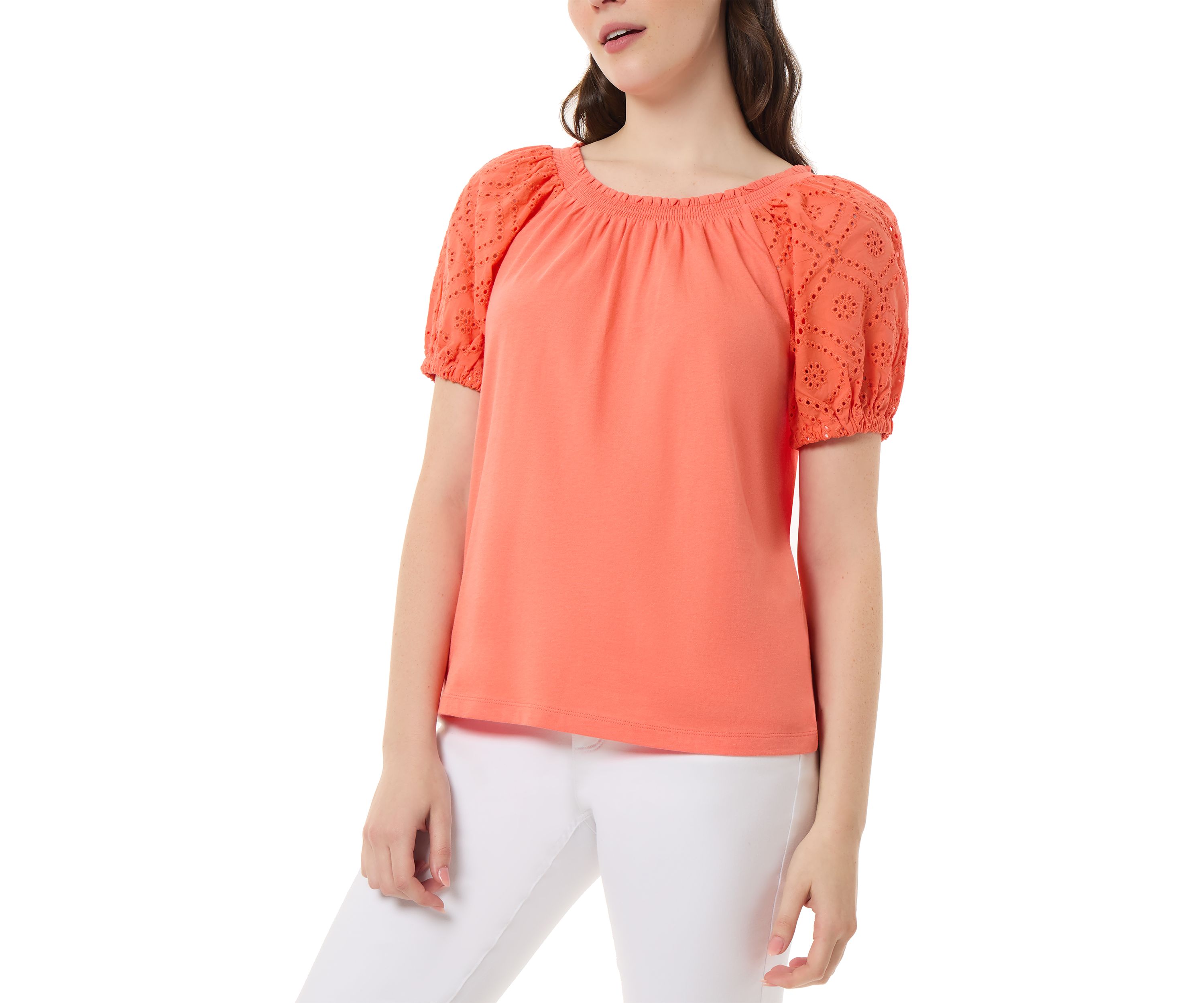 Petite Eyelet Sleeve Top