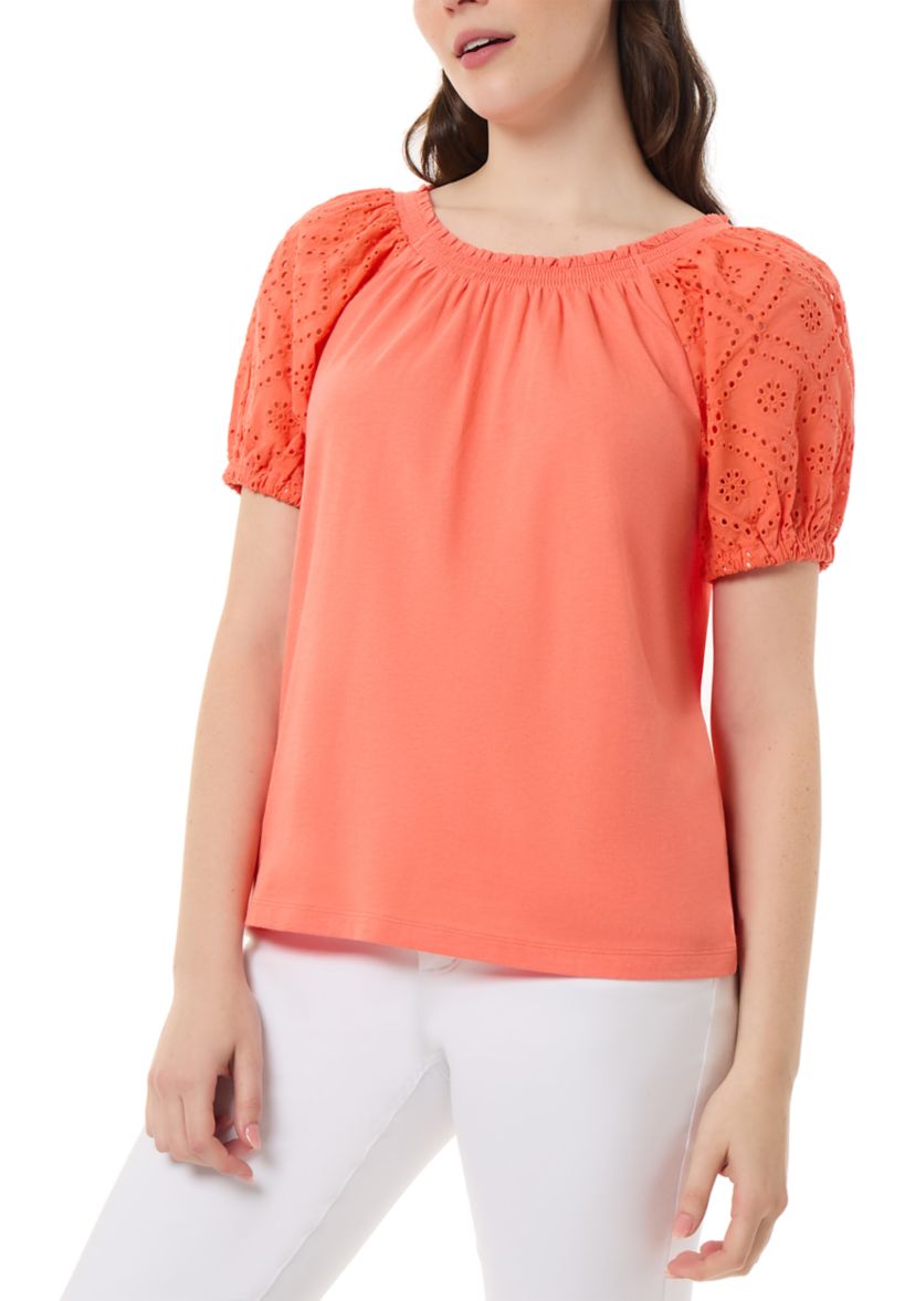 Petite Eyelet Sleeve Top