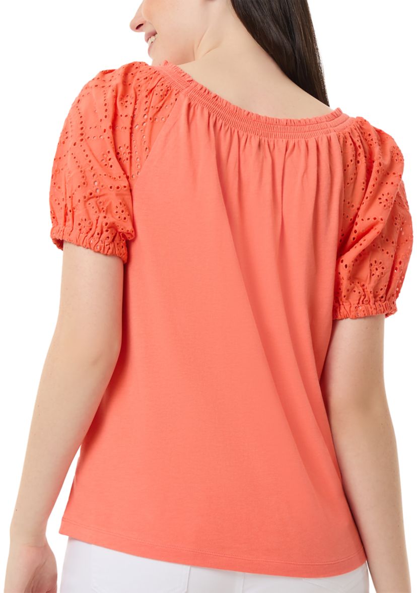 Petite Eyelet Sleeve Top