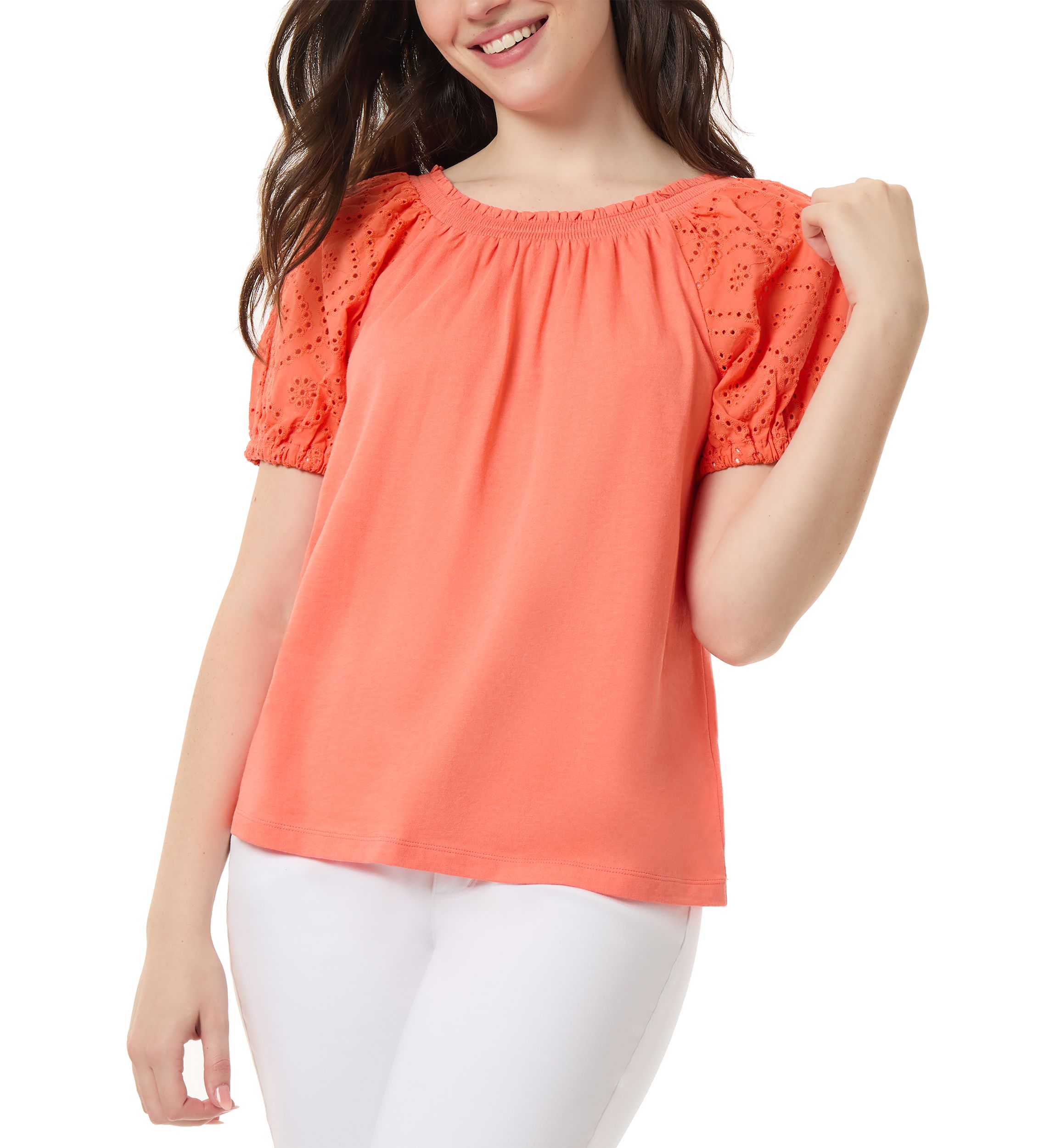 Petite Eyelet Sleeve Top