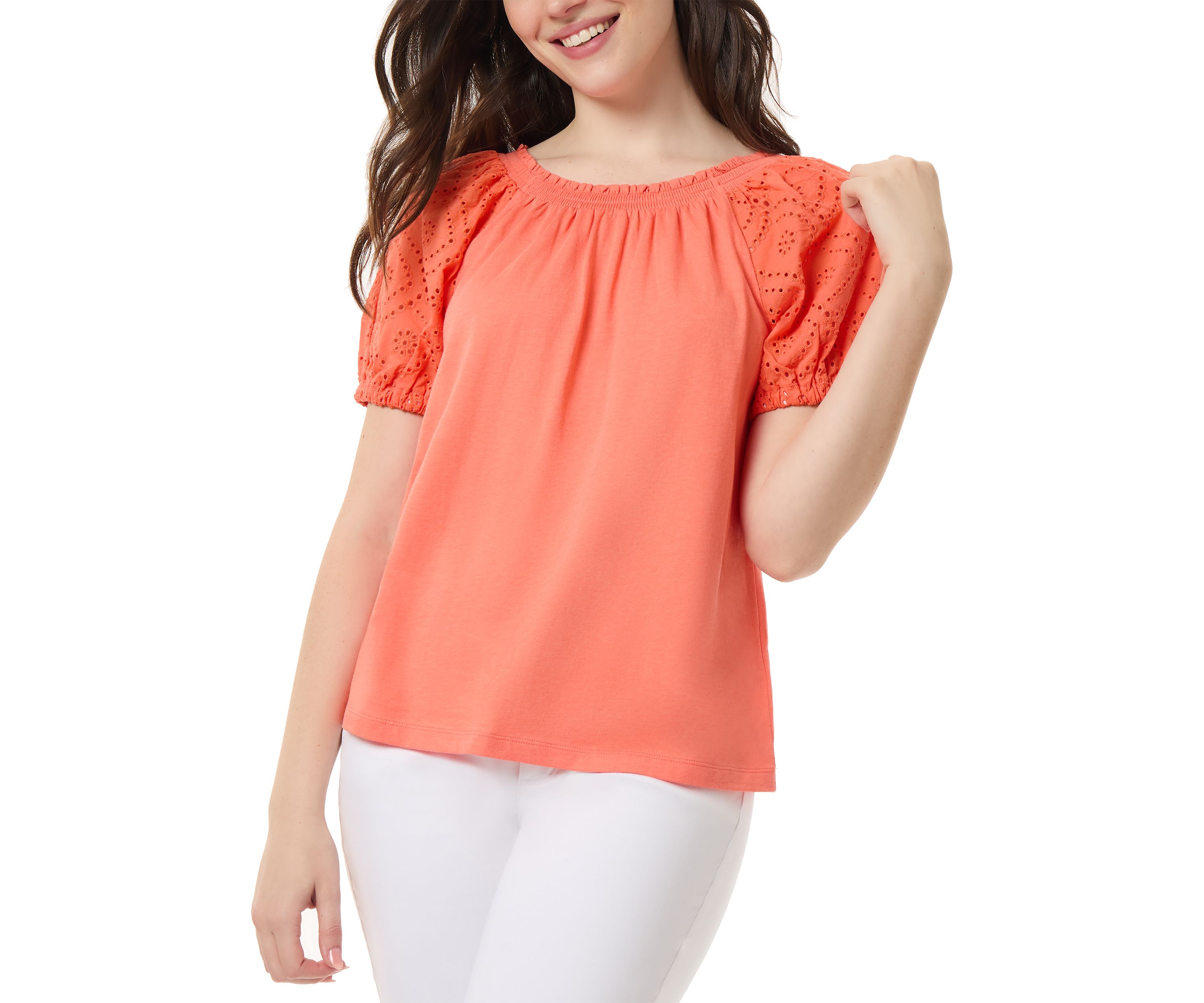 Petite Eyelet Sleeve Top