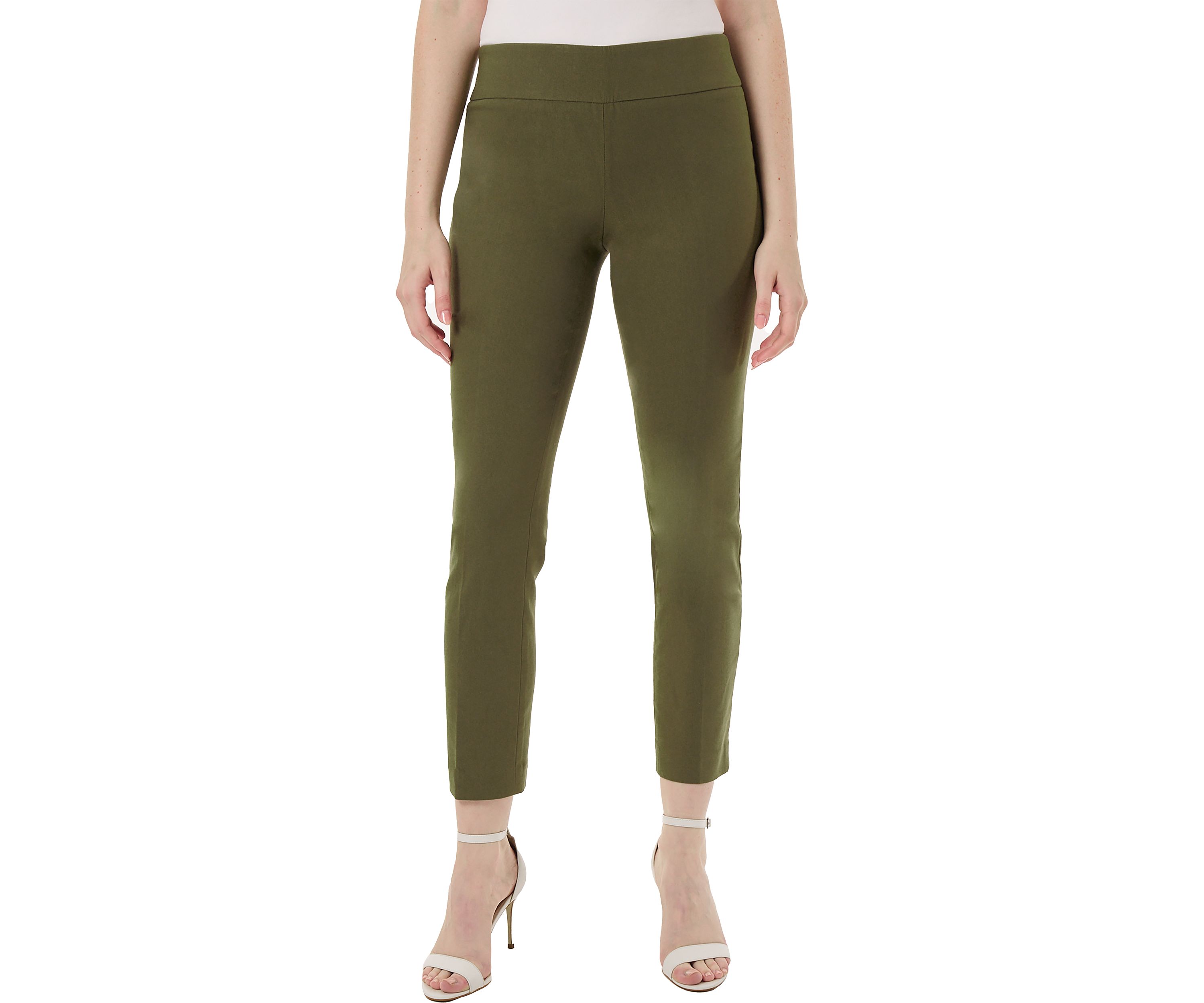 Petite Wide Waistband Front Seam Slim Ankle Pants 