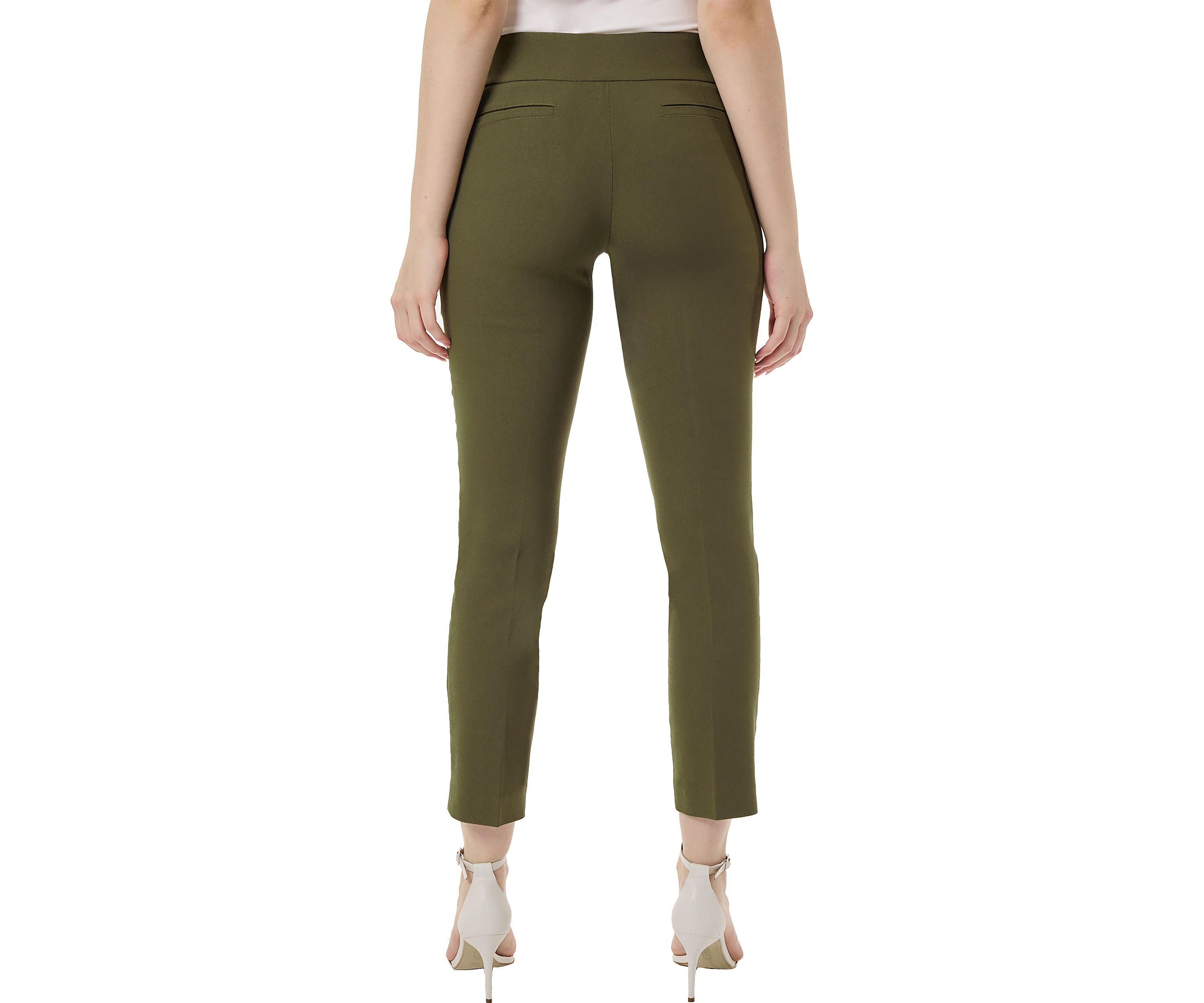 Petite Wide Waistband Front Seam Slim Ankle Pants 