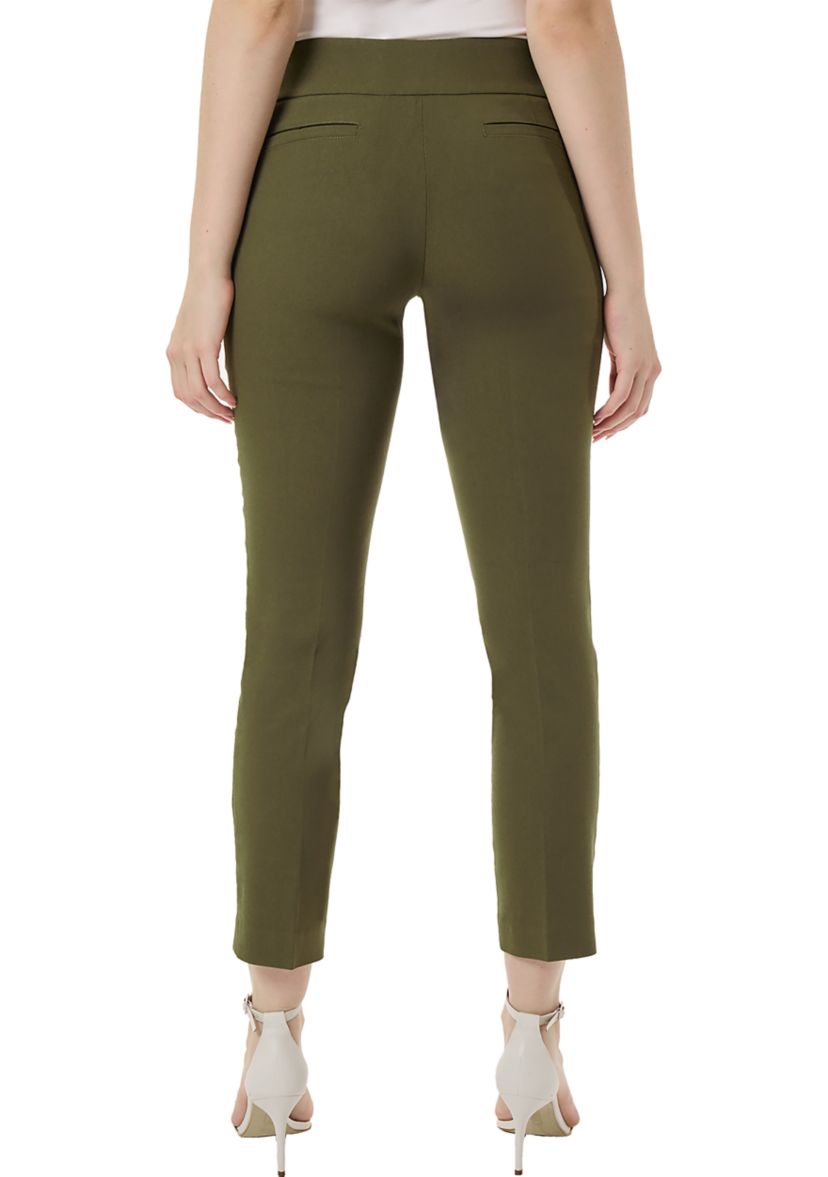 Petite Wide Waistband Front Seam Slim Ankle Pants 
