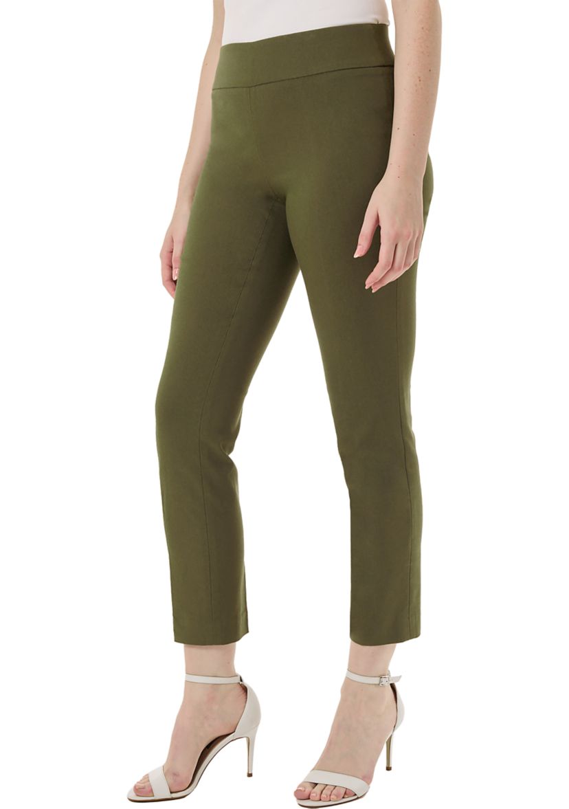 Petite Wide Waistband Front Seam Slim Ankle Pants 