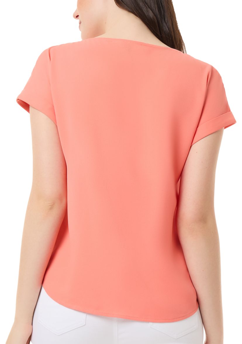 Womens Short Sleeve Button Side Blouse