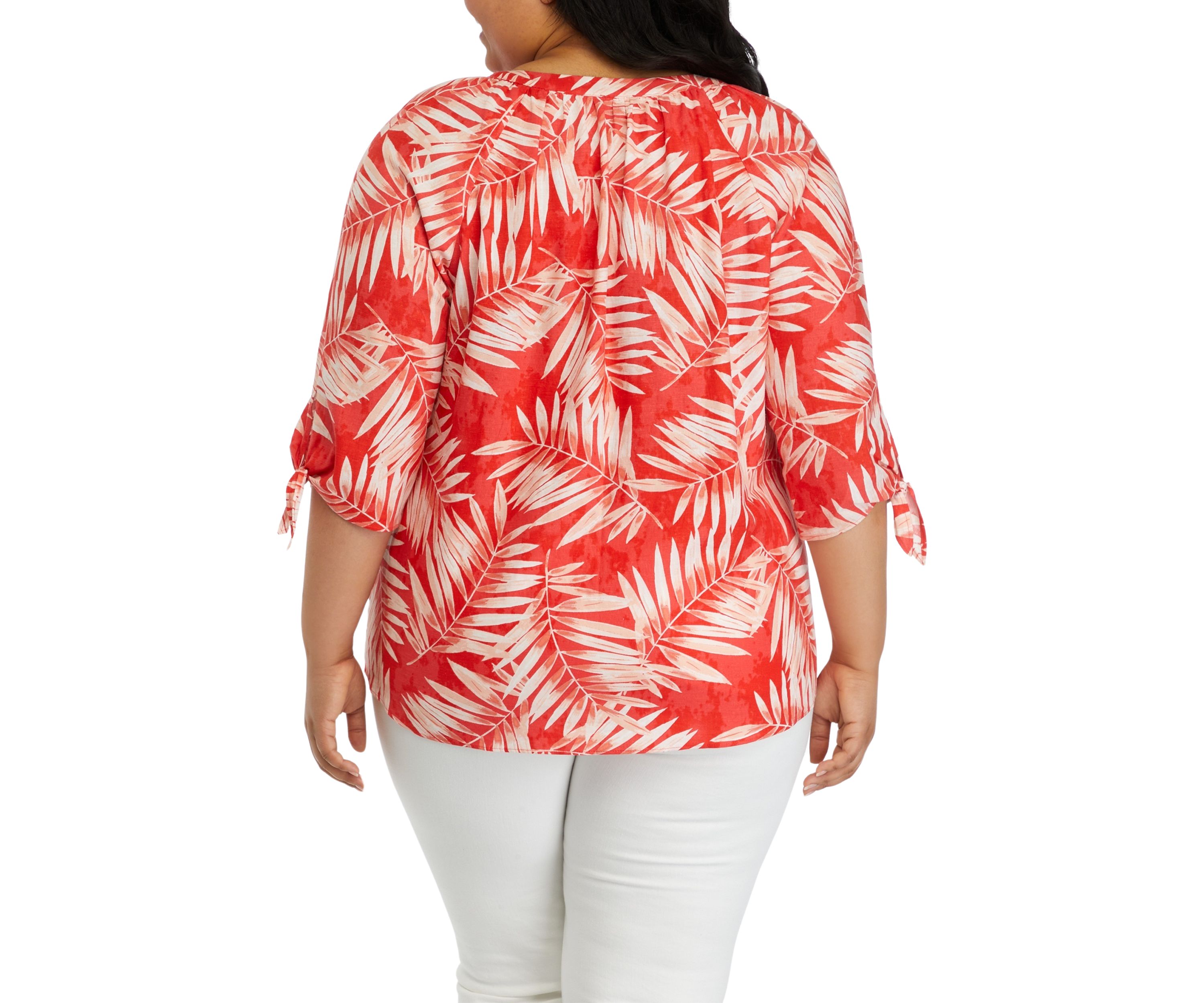 Plus Size Elbow Sleeve Raglan Blouse 