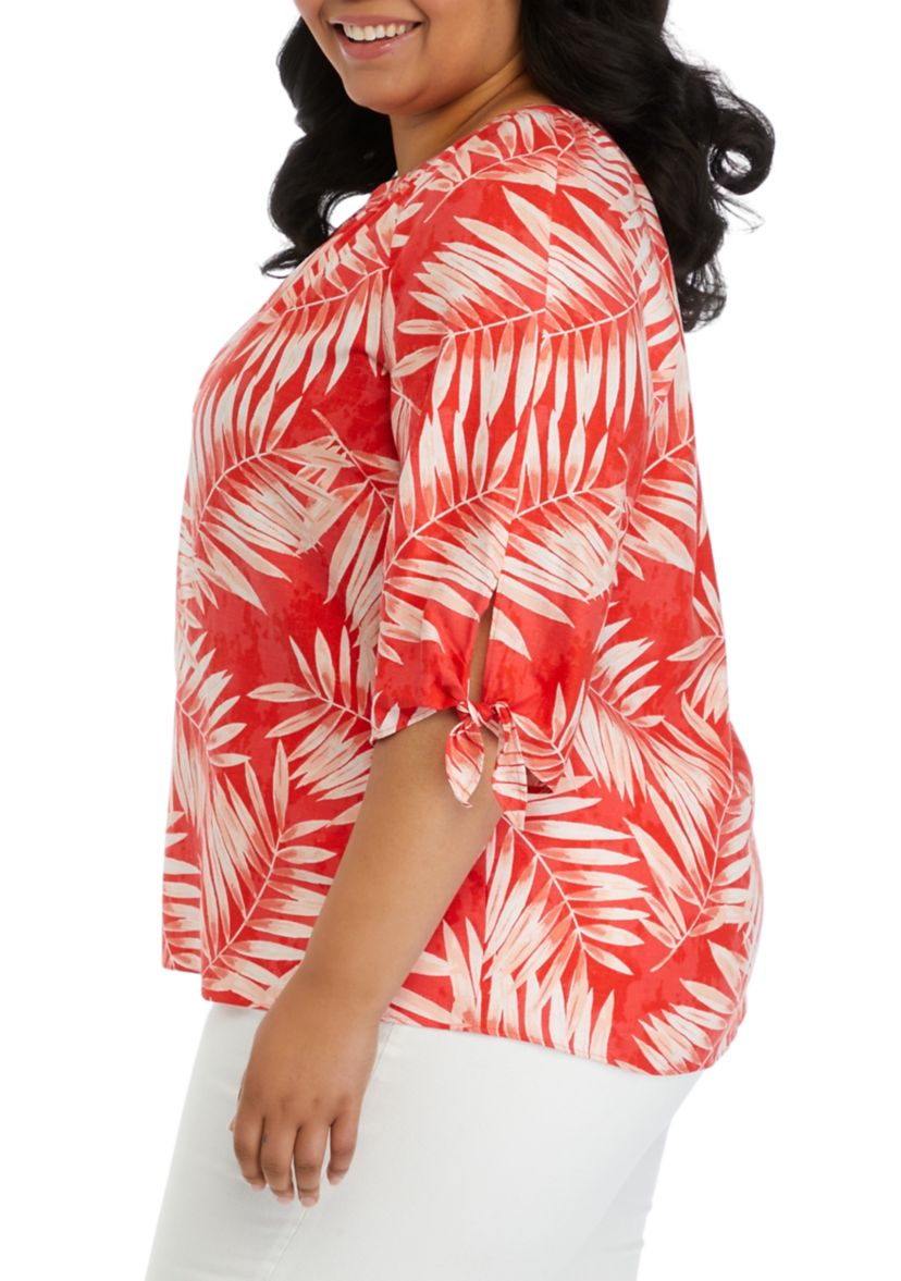 Plus Size Elbow Sleeve Raglan Blouse 