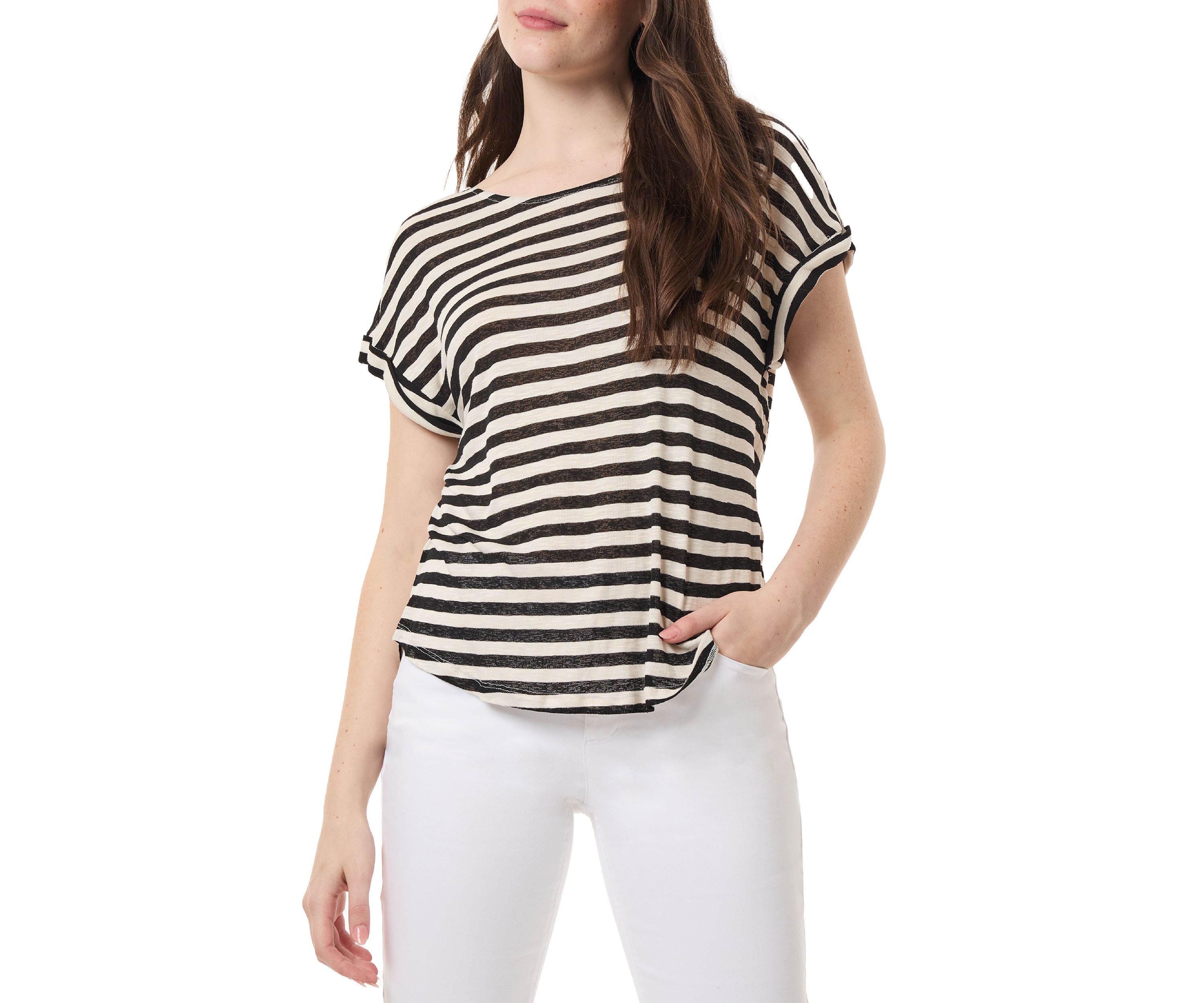 Womens Short Sleeve Striped T-Shirt