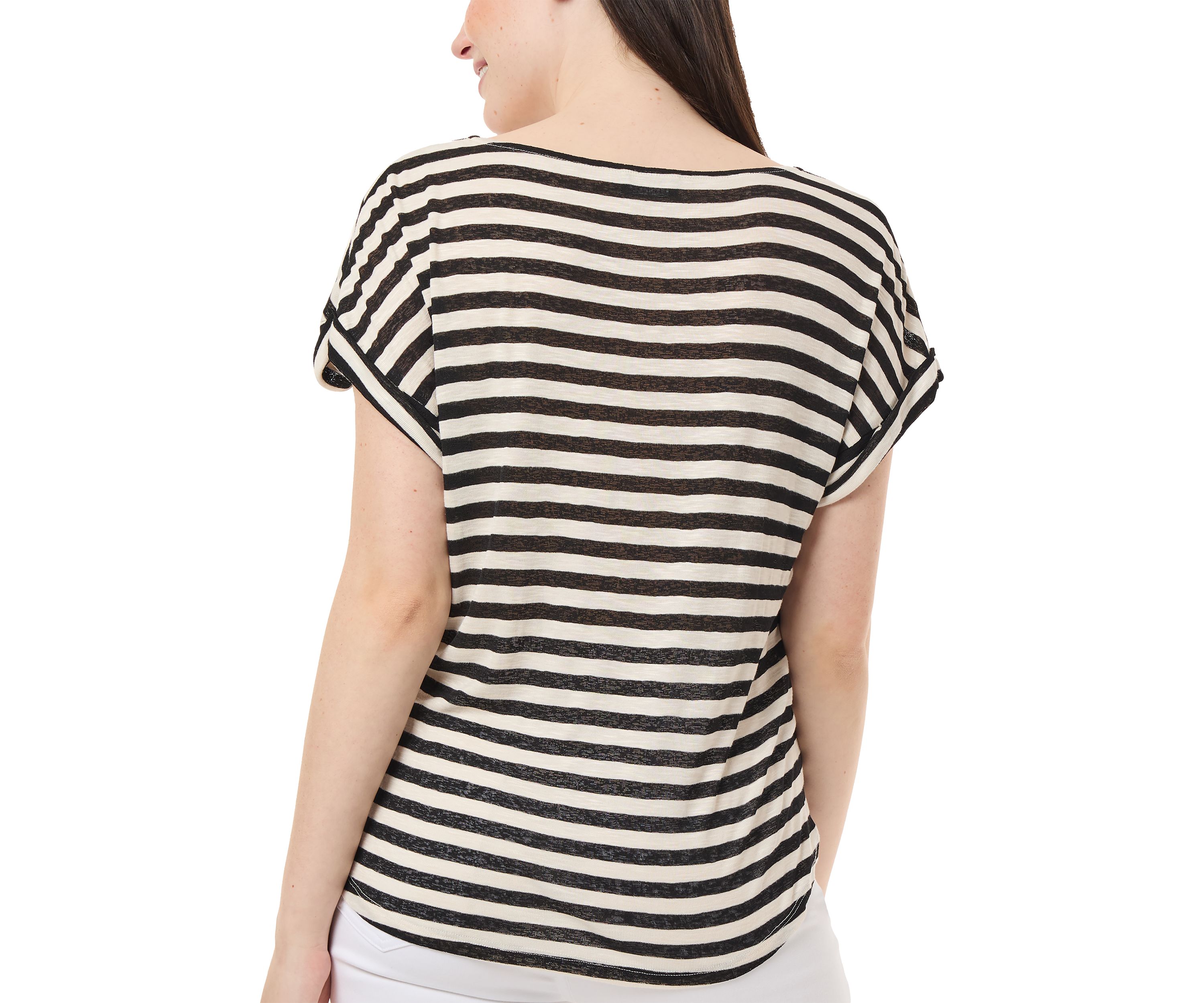 Womens Short Sleeve Striped T-Shirt
