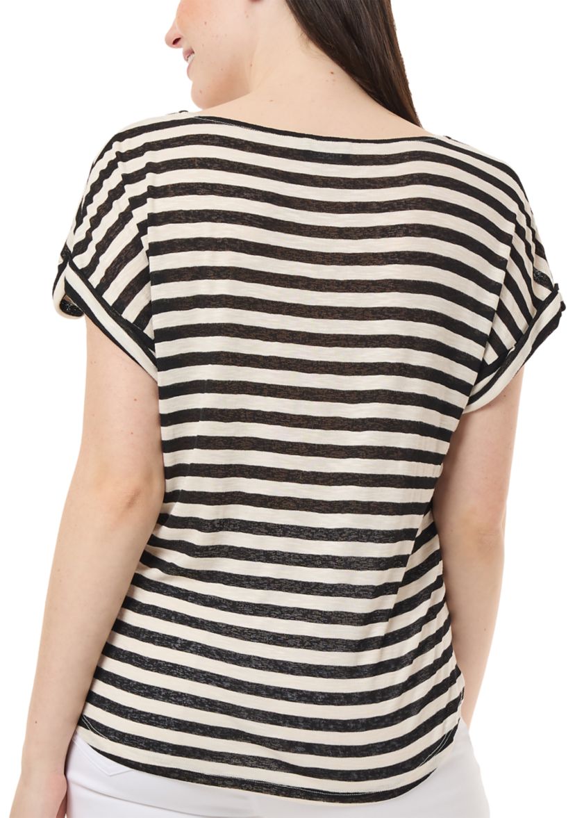 Womens Short Sleeve Striped T-Shirt