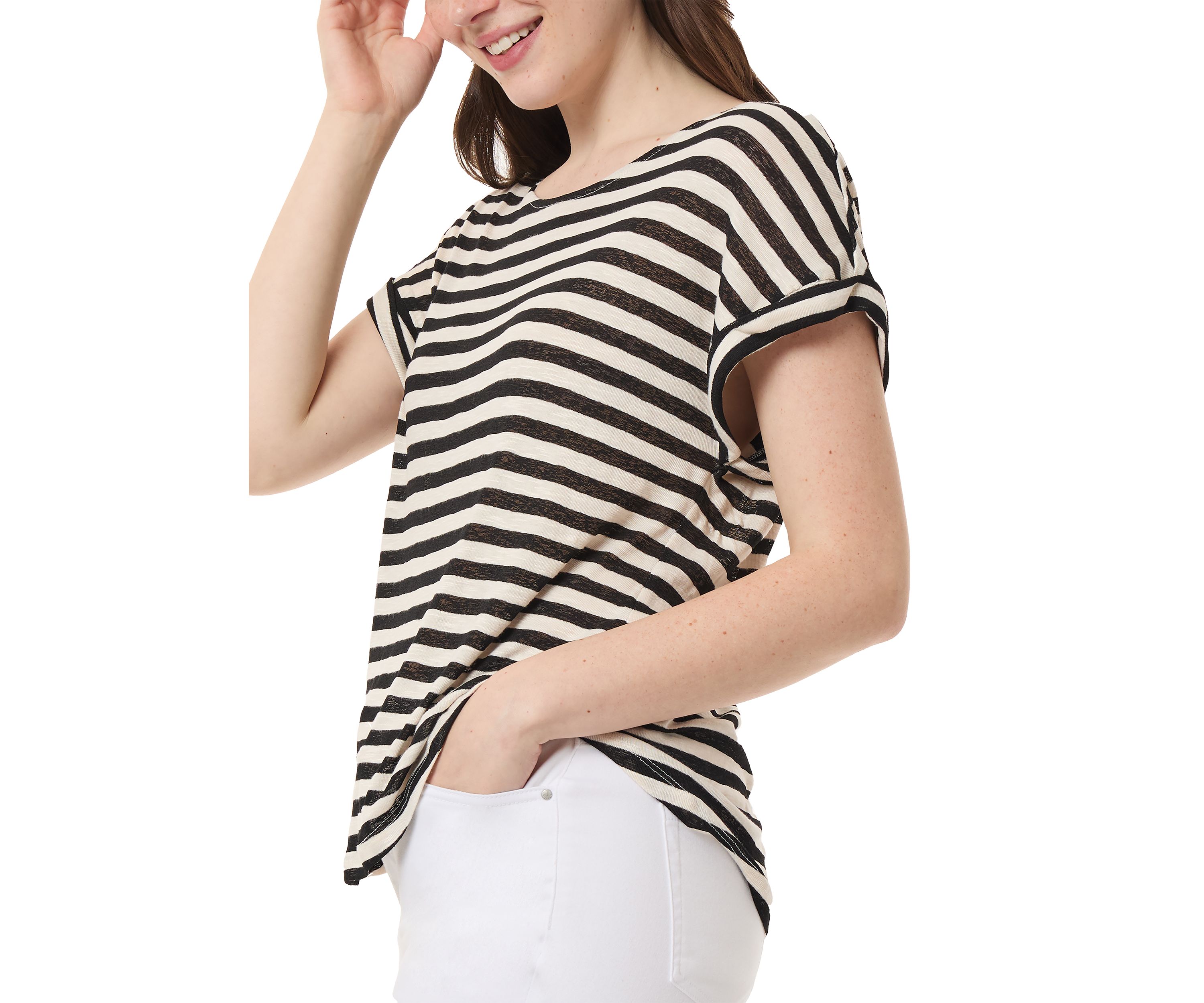Womens Short Sleeve Striped T-Shirt