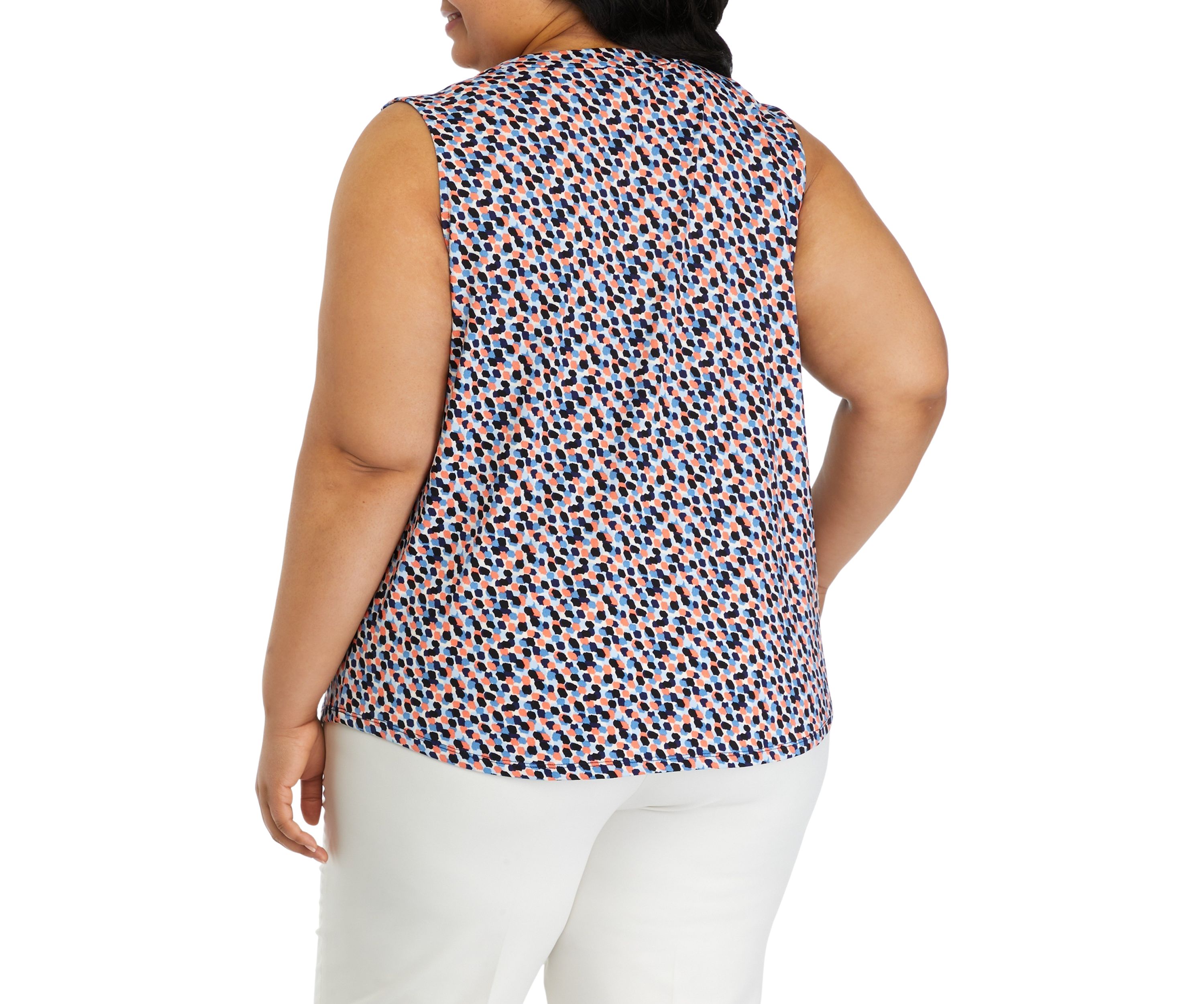 Plus Size Printed Moss Crepe Sleeveless Blouse 