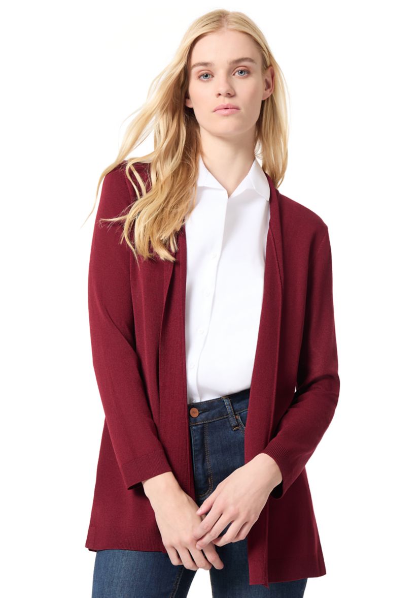 Womens Long Sleeve Open Front Cardigan with Placket