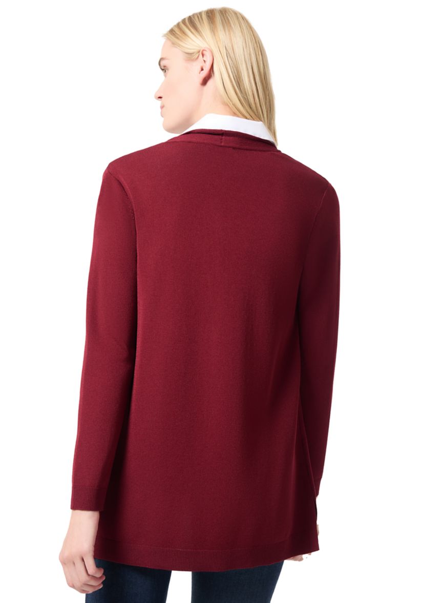 Womens Long Sleeve Open Front Cardigan with Placket