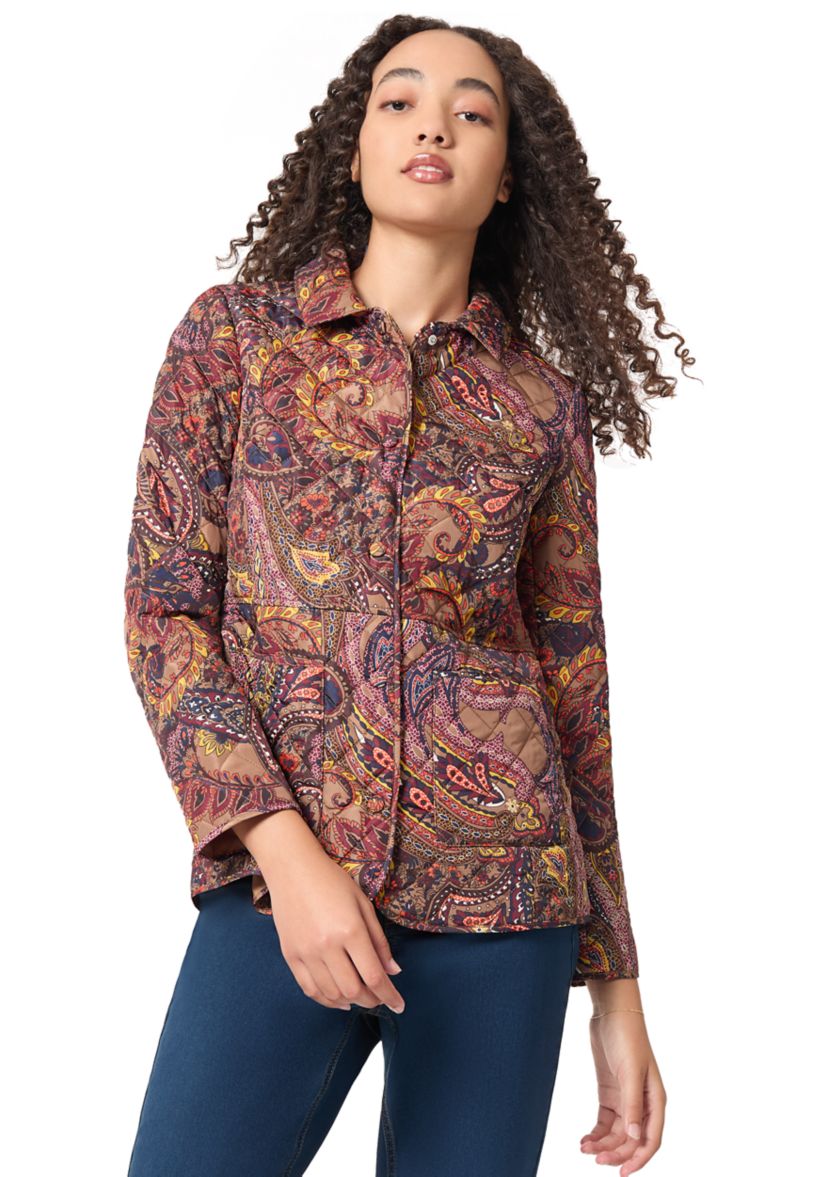 Womens Printed Quilted Jacket 