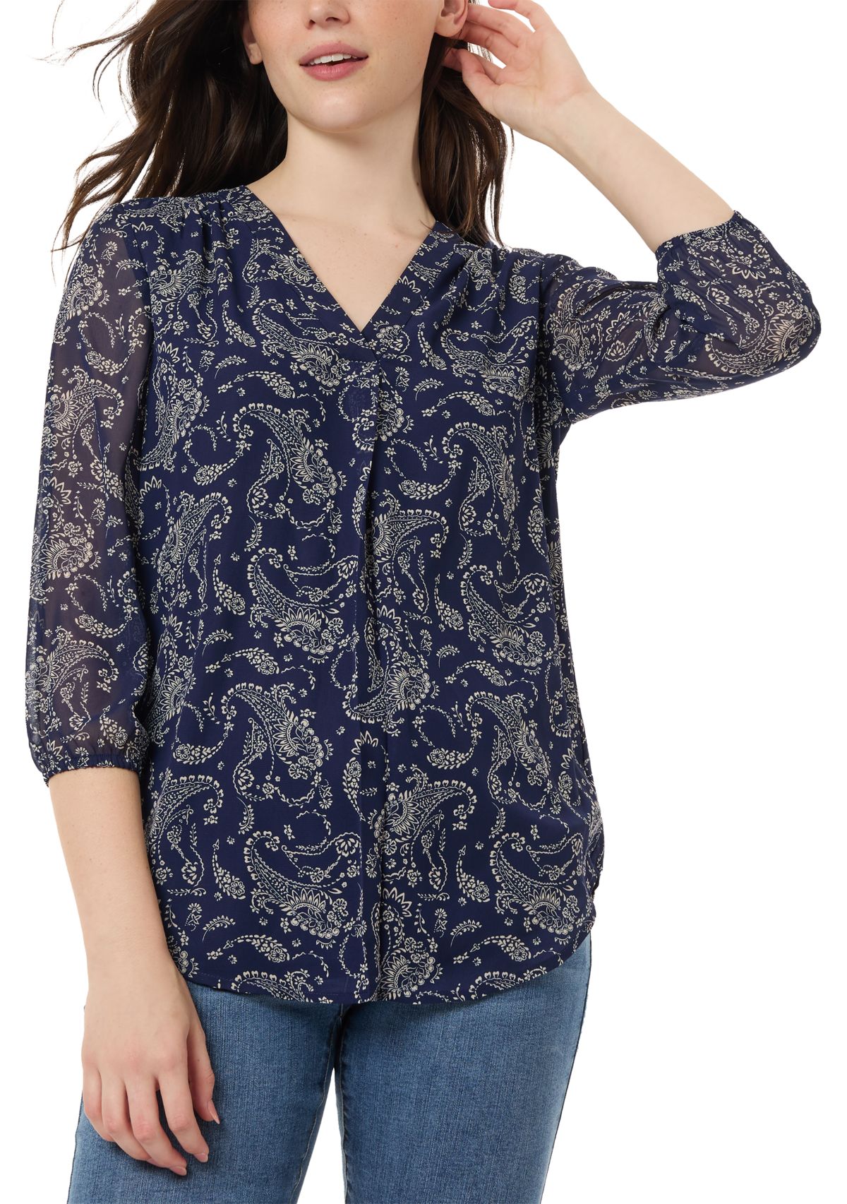 Womens Pacific Navy Printed Top 
