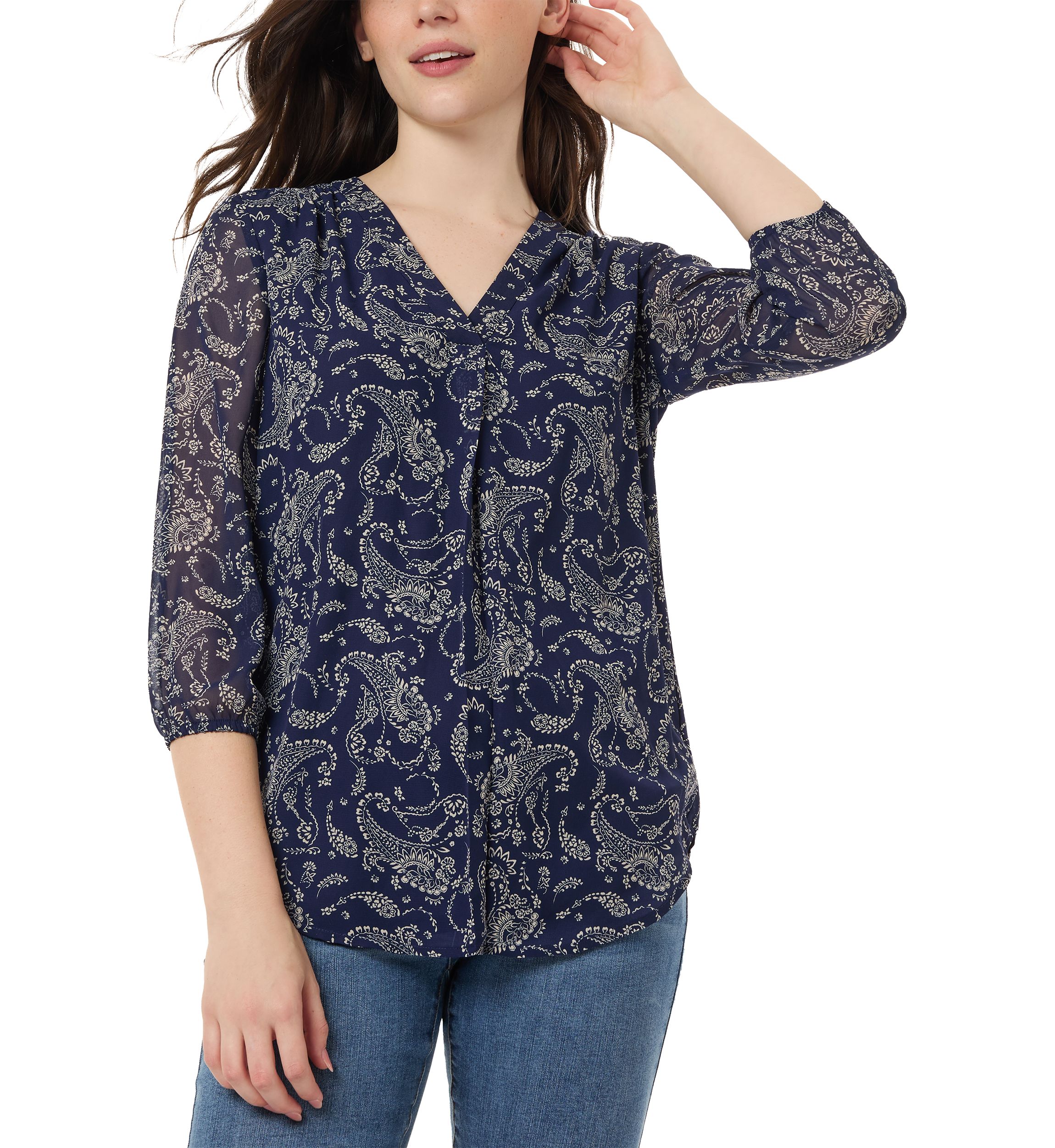 Womens Pacific Navy Printed Top 