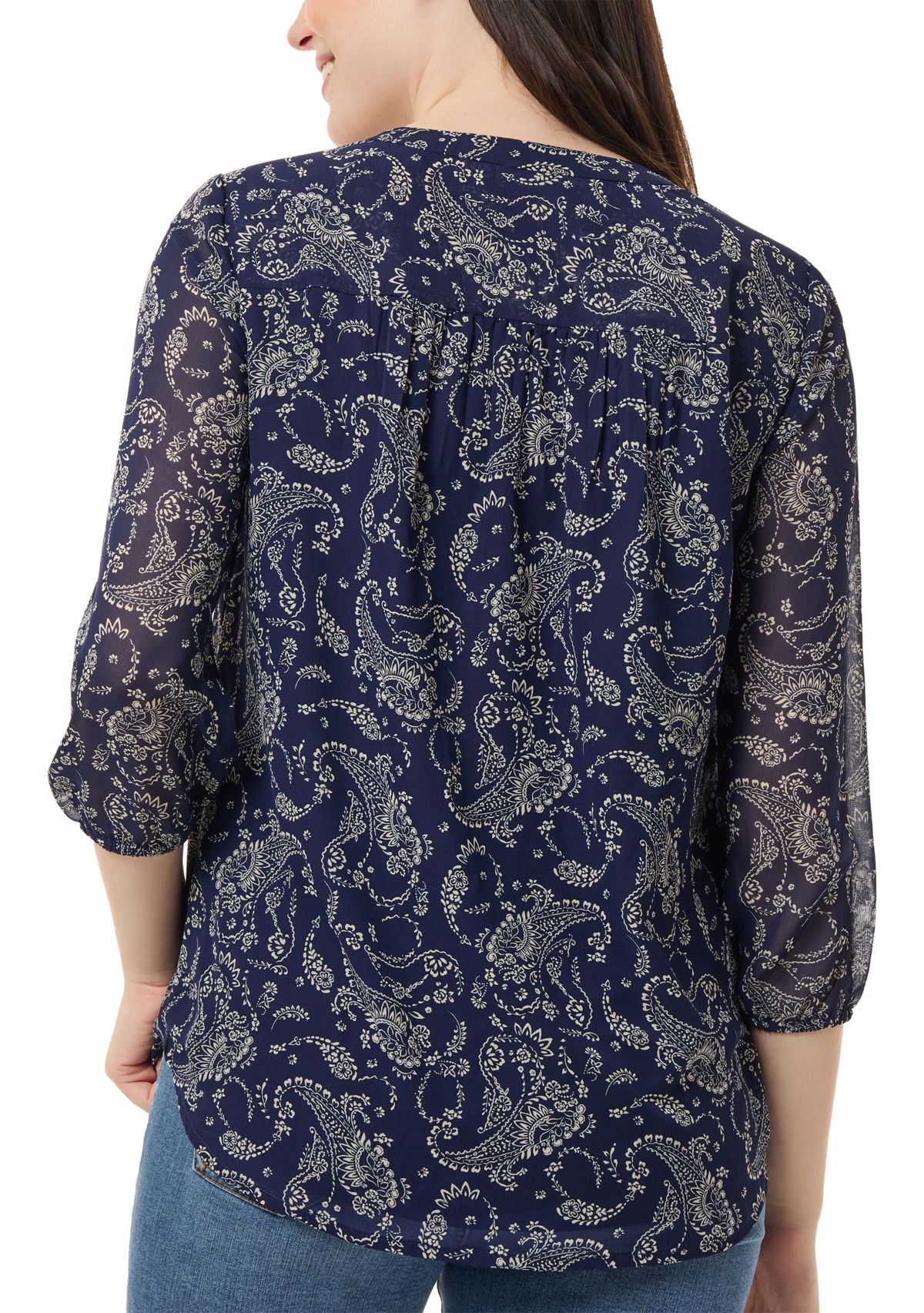 Womens Pacific Navy Printed Top 