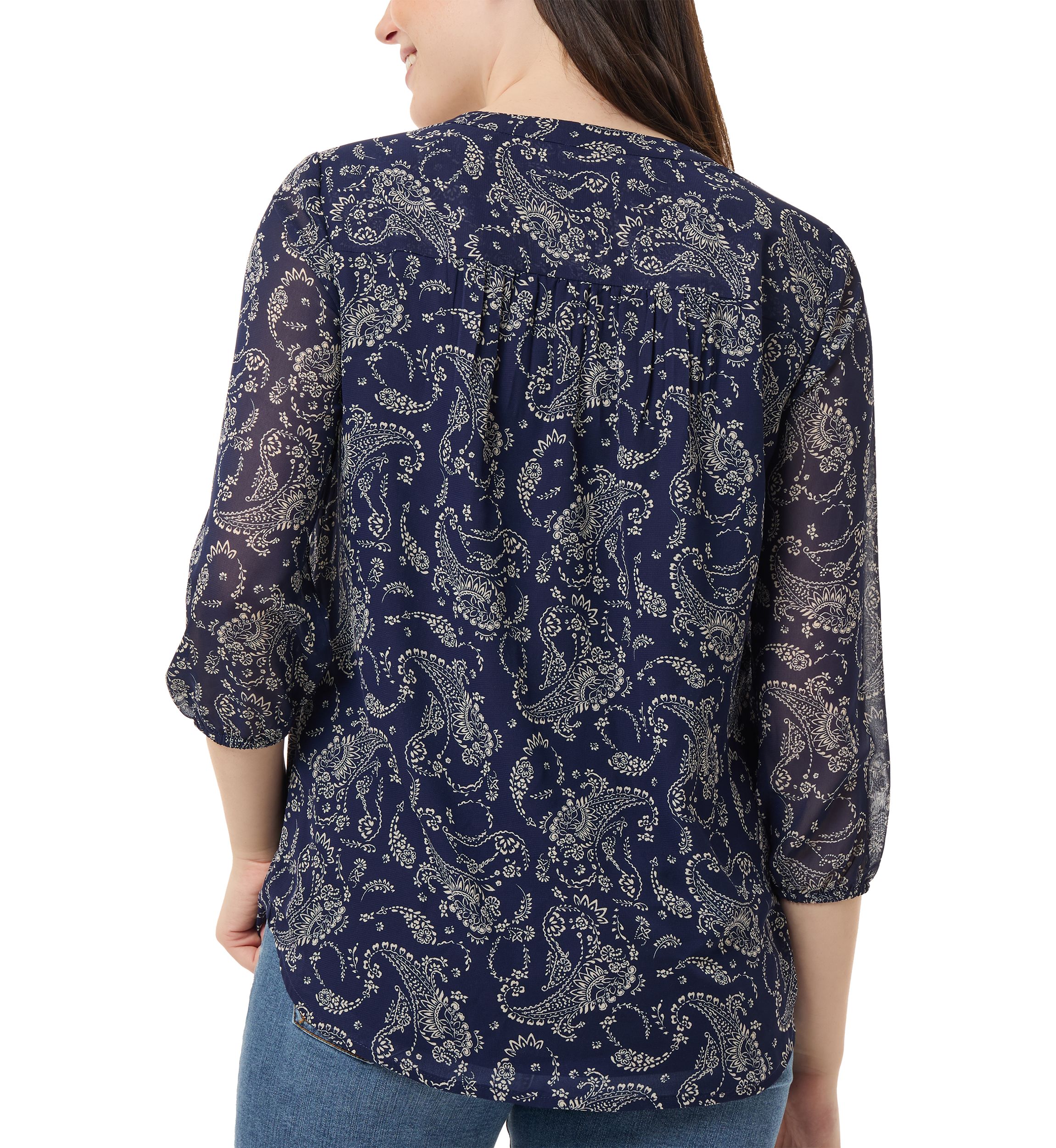 Womens Pacific Navy Printed Top 