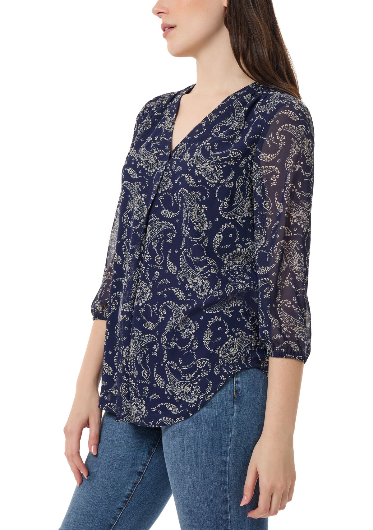 Womens Pacific Navy Printed Top 