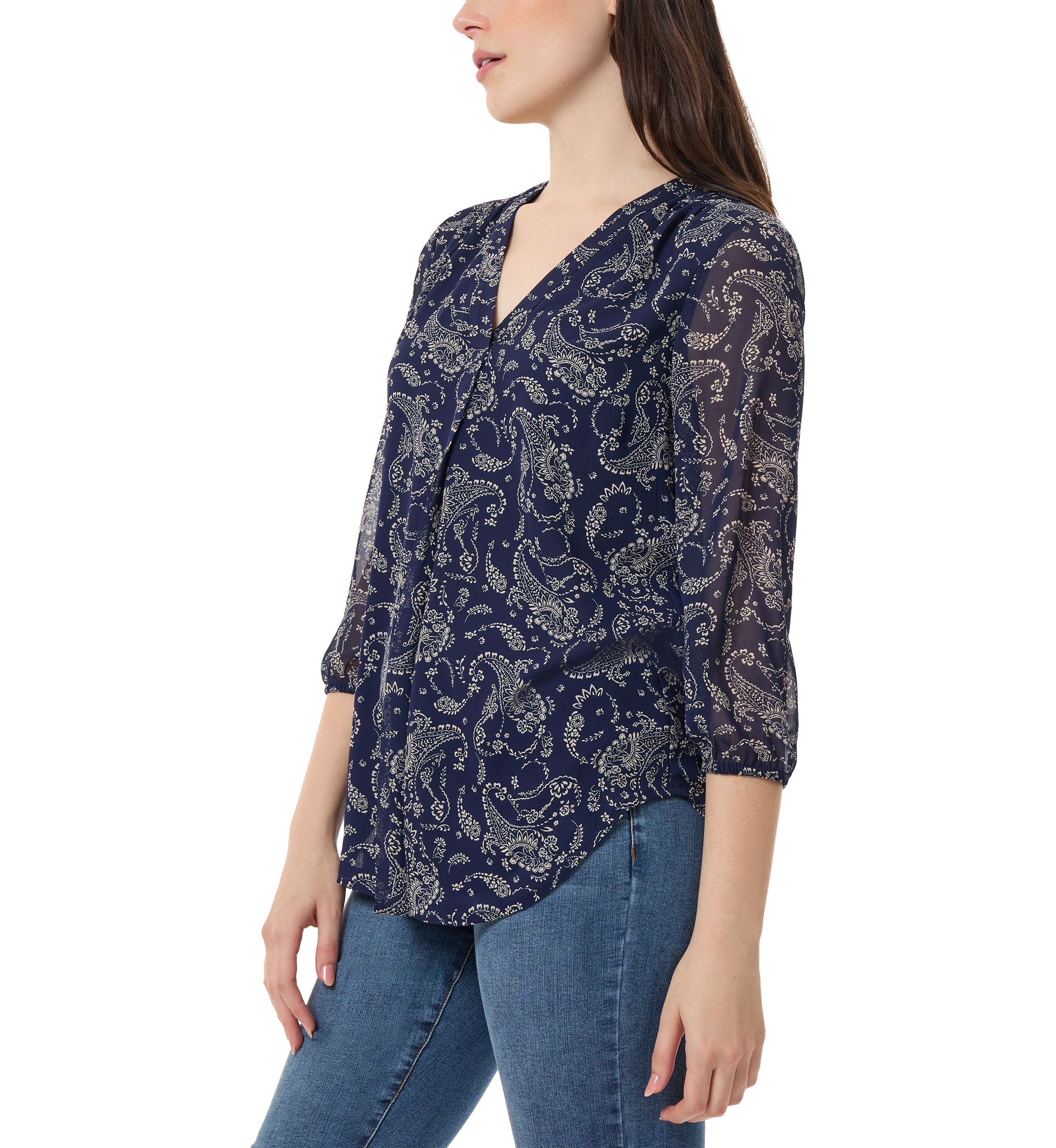 Womens Pacific Navy Printed Top 