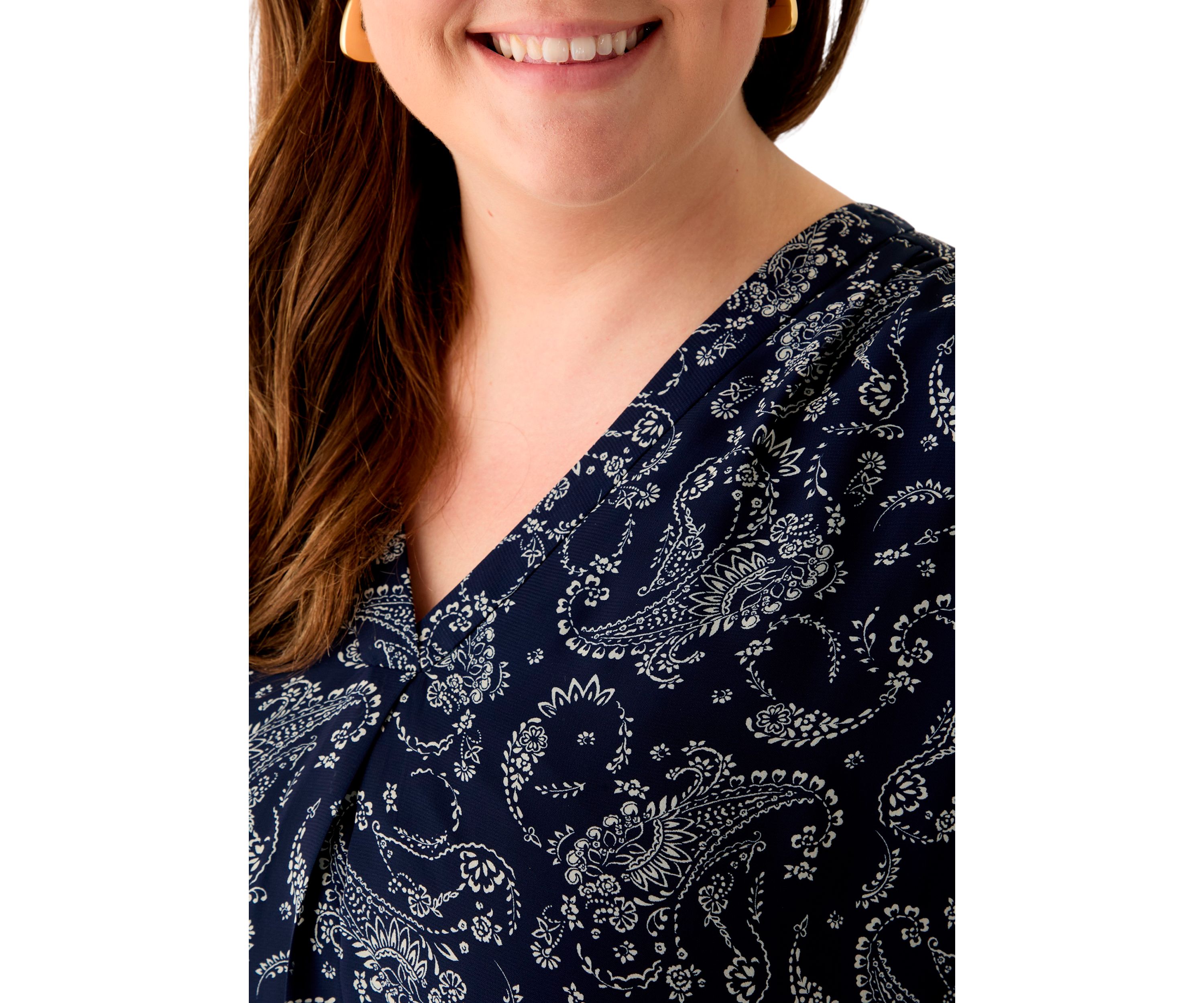 Plus Size V-Neck Tunic 3/4 Sleeve Tunic