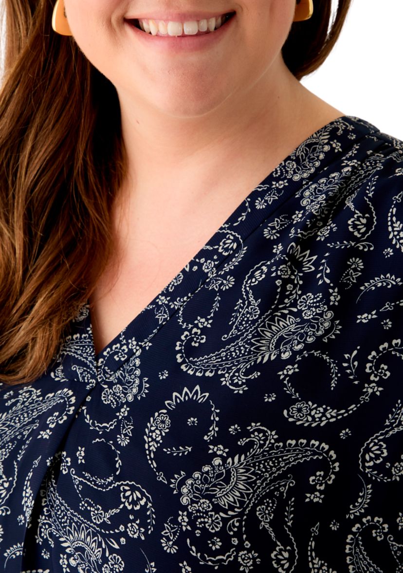 Plus Size V-Neck Tunic 3/4 Sleeve Tunic