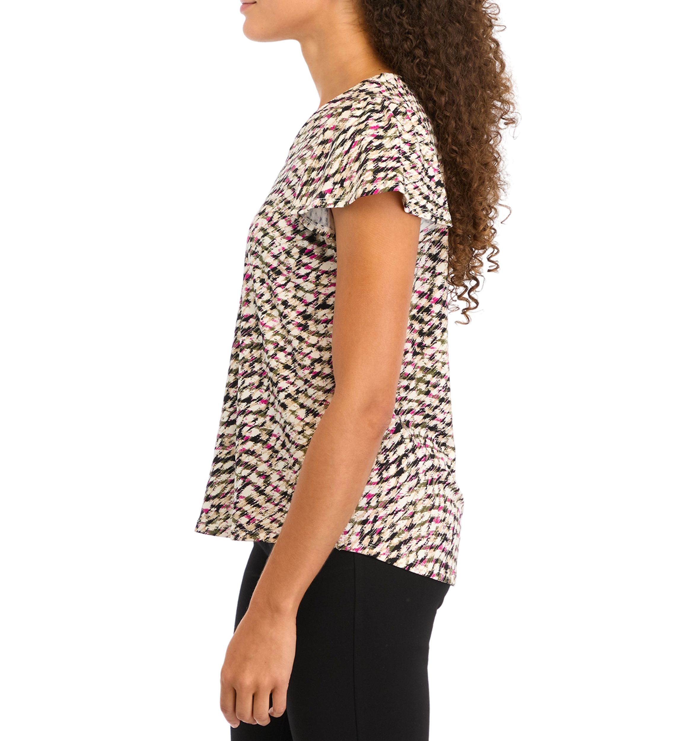 Petite Printed Moss Crepe V-neck Top
