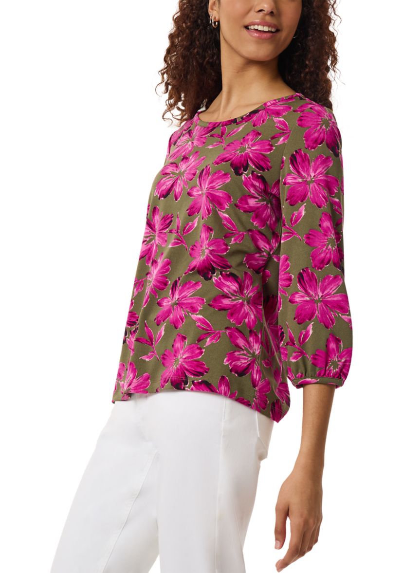 Womens Printed Crepe 3 Quarter Sleeve Top 