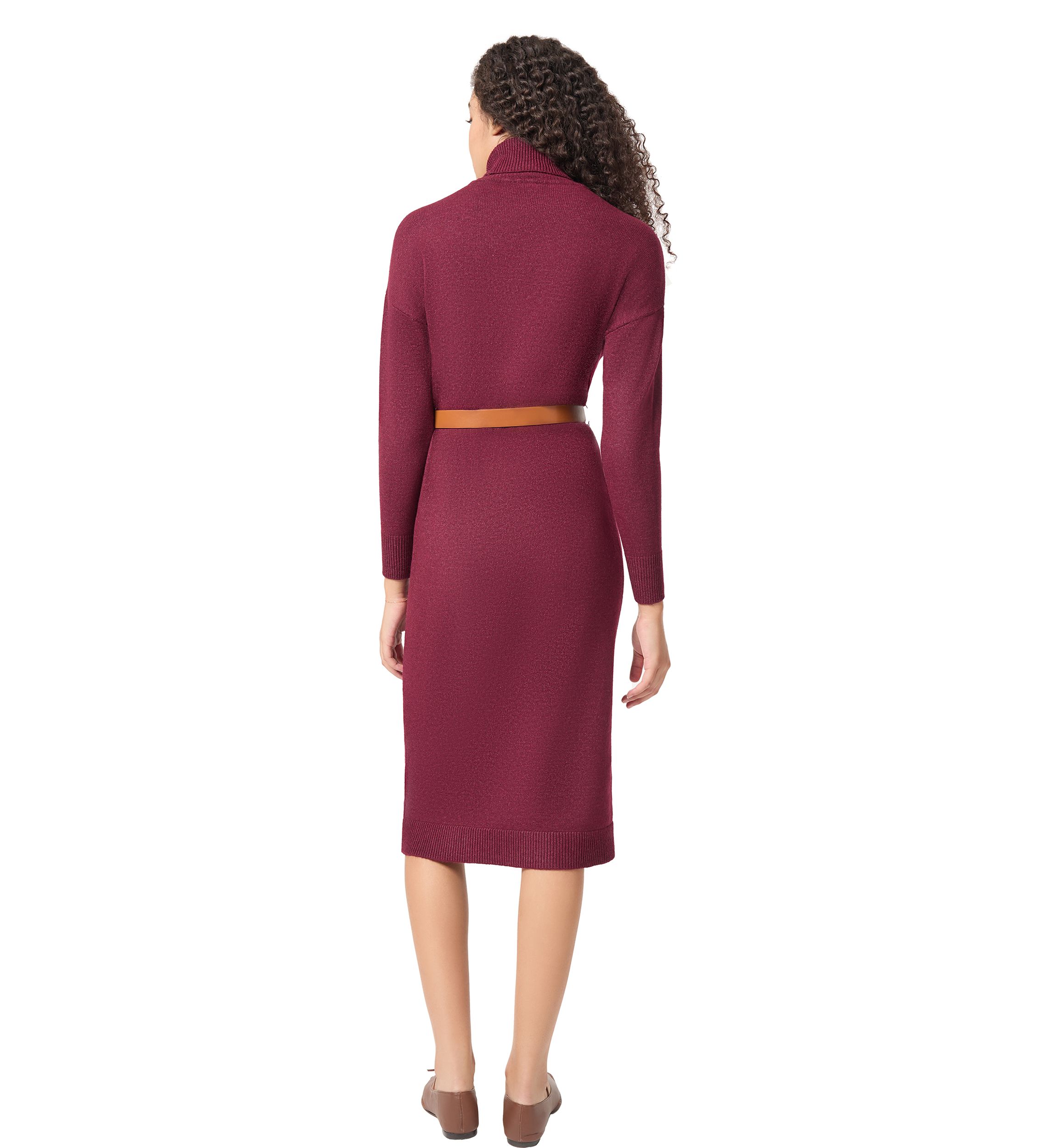 Womens Long Sleeve Turtleneck Sweater Dress