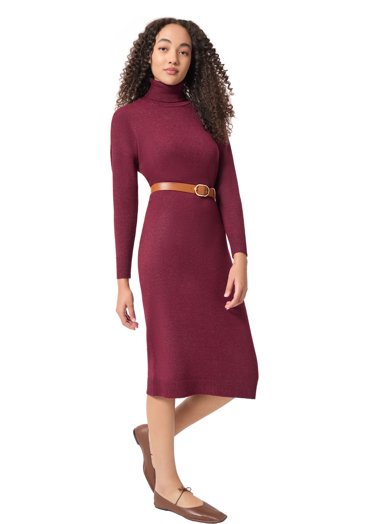 Womens Long Sleeve Turtleneck Sweater Dress