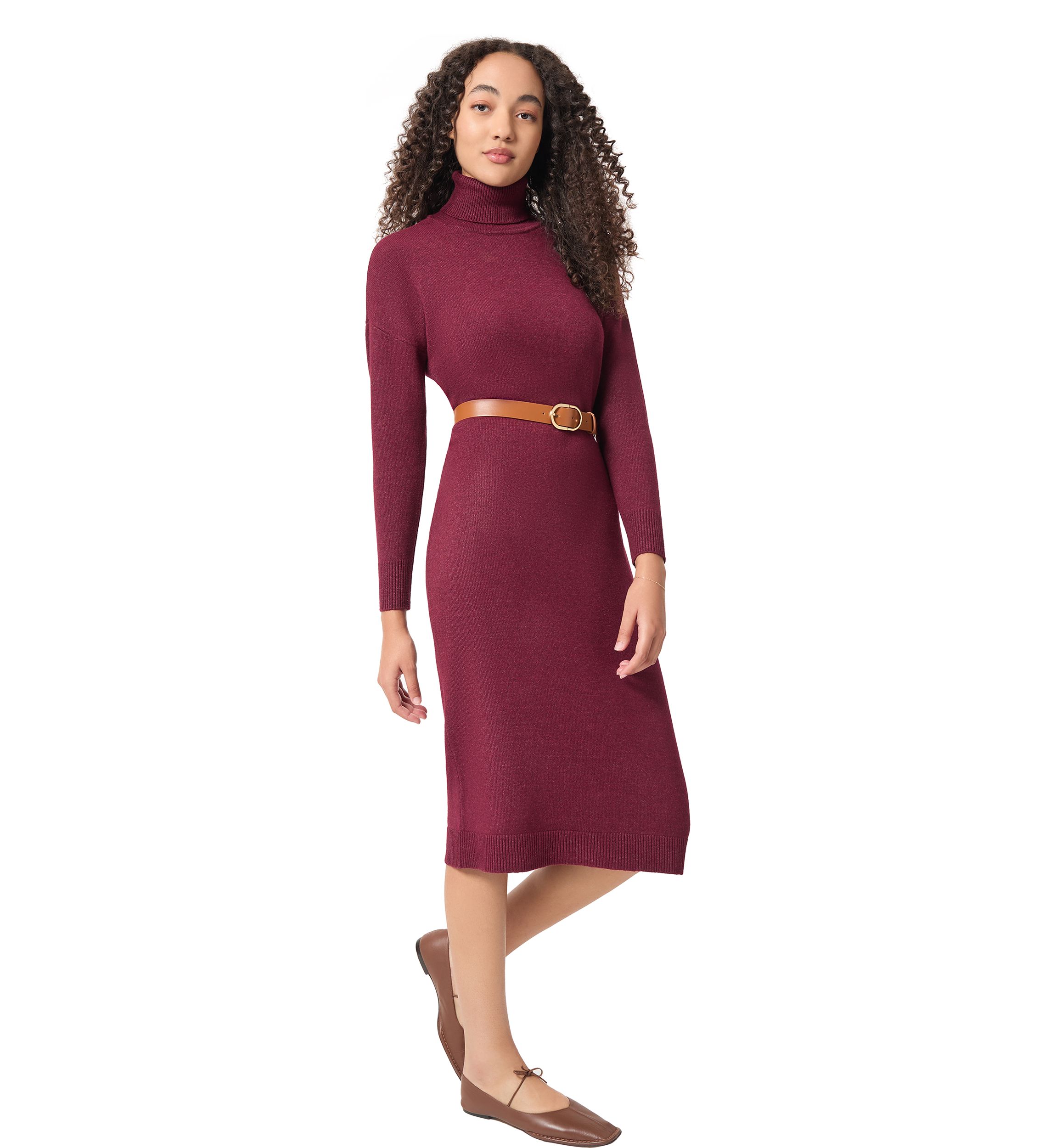 Womens Long Sleeve Turtleneck Sweater Dress