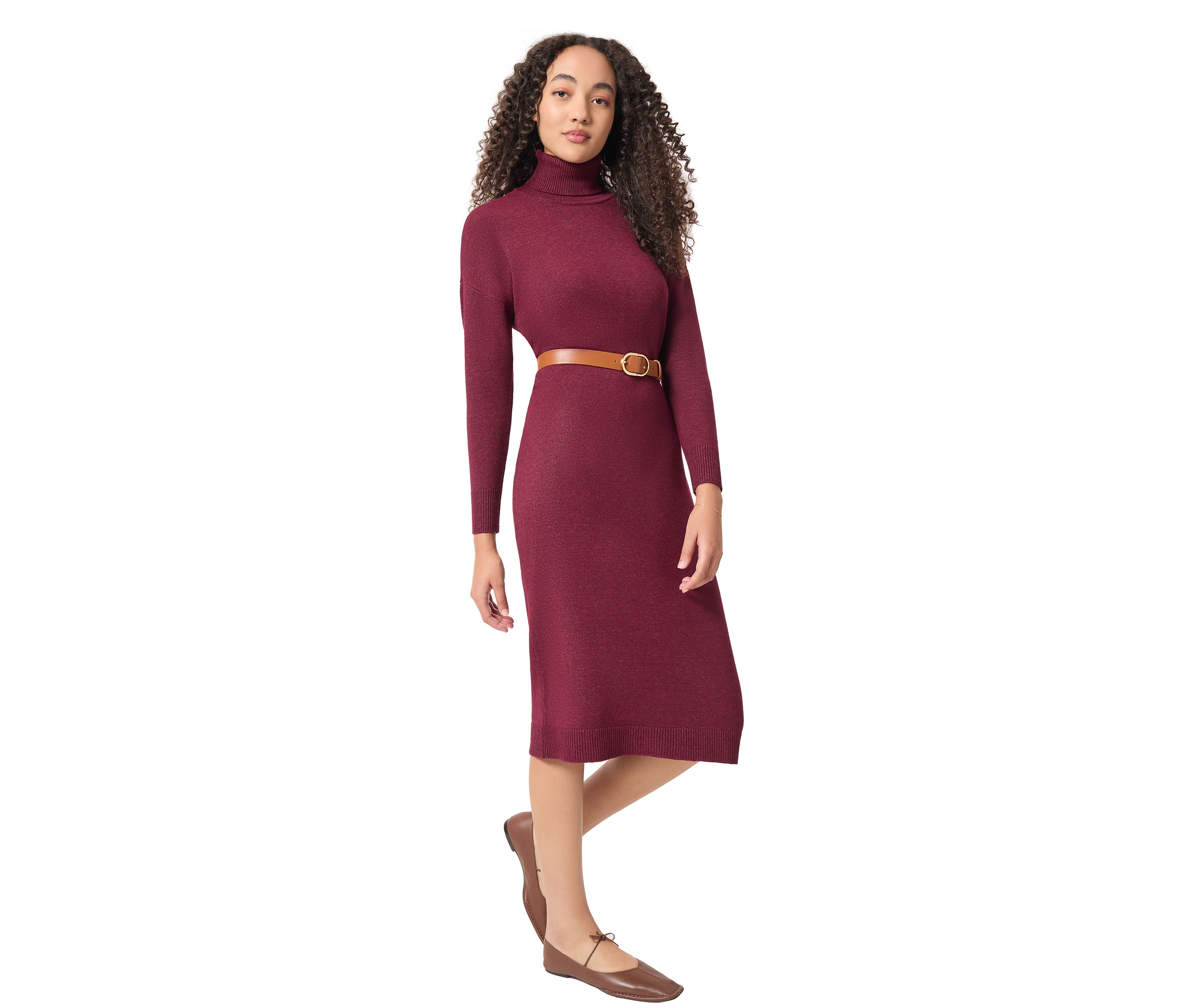 Womens Long Sleeve Turtleneck Sweater Dress