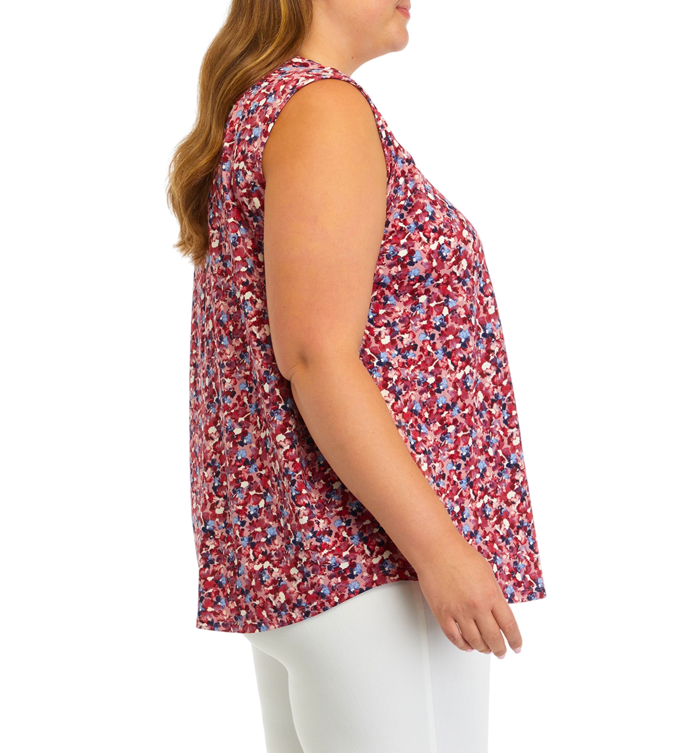 Plus Size Sleeveless V-Neck Pleat Front Top 