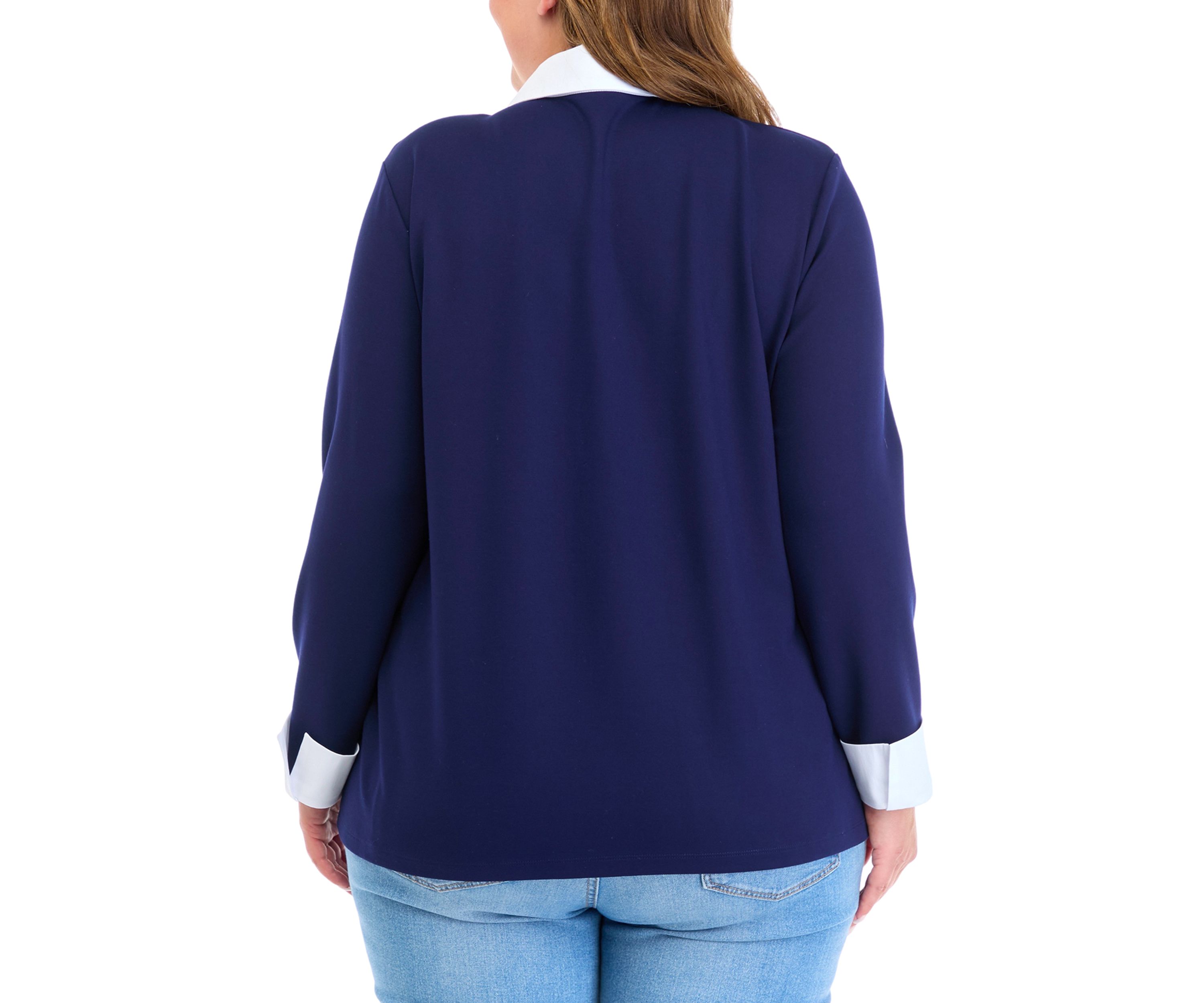 Plus Size Long Sleeve Poplin Top
