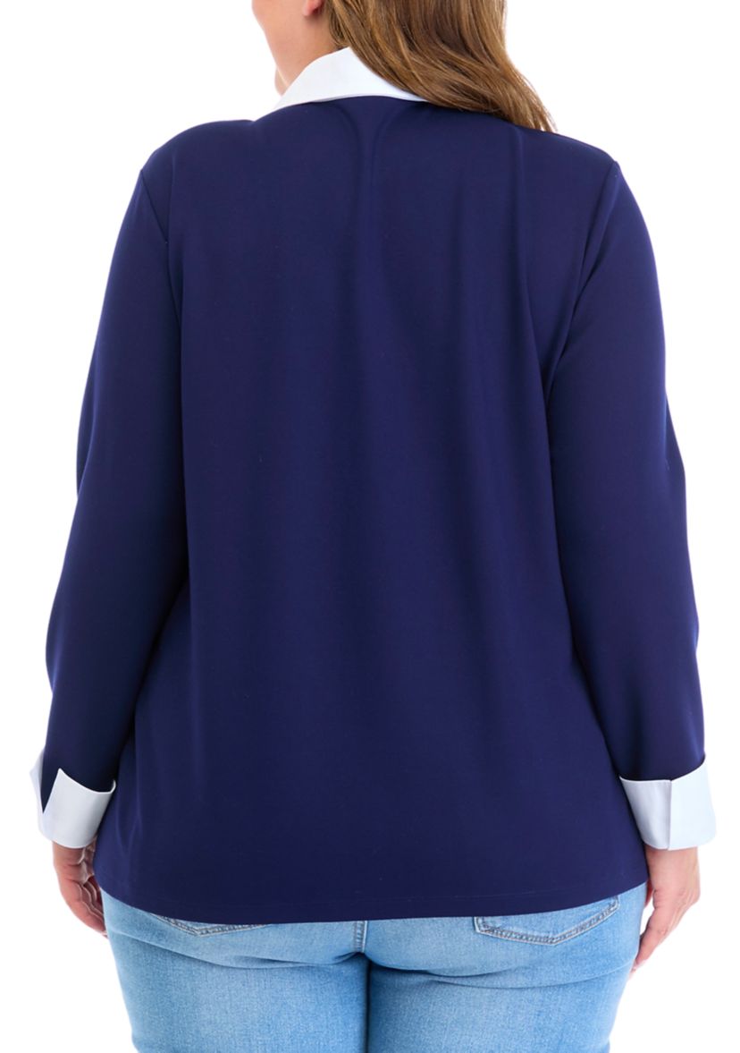 Plus Size Long Sleeve Poplin Top
