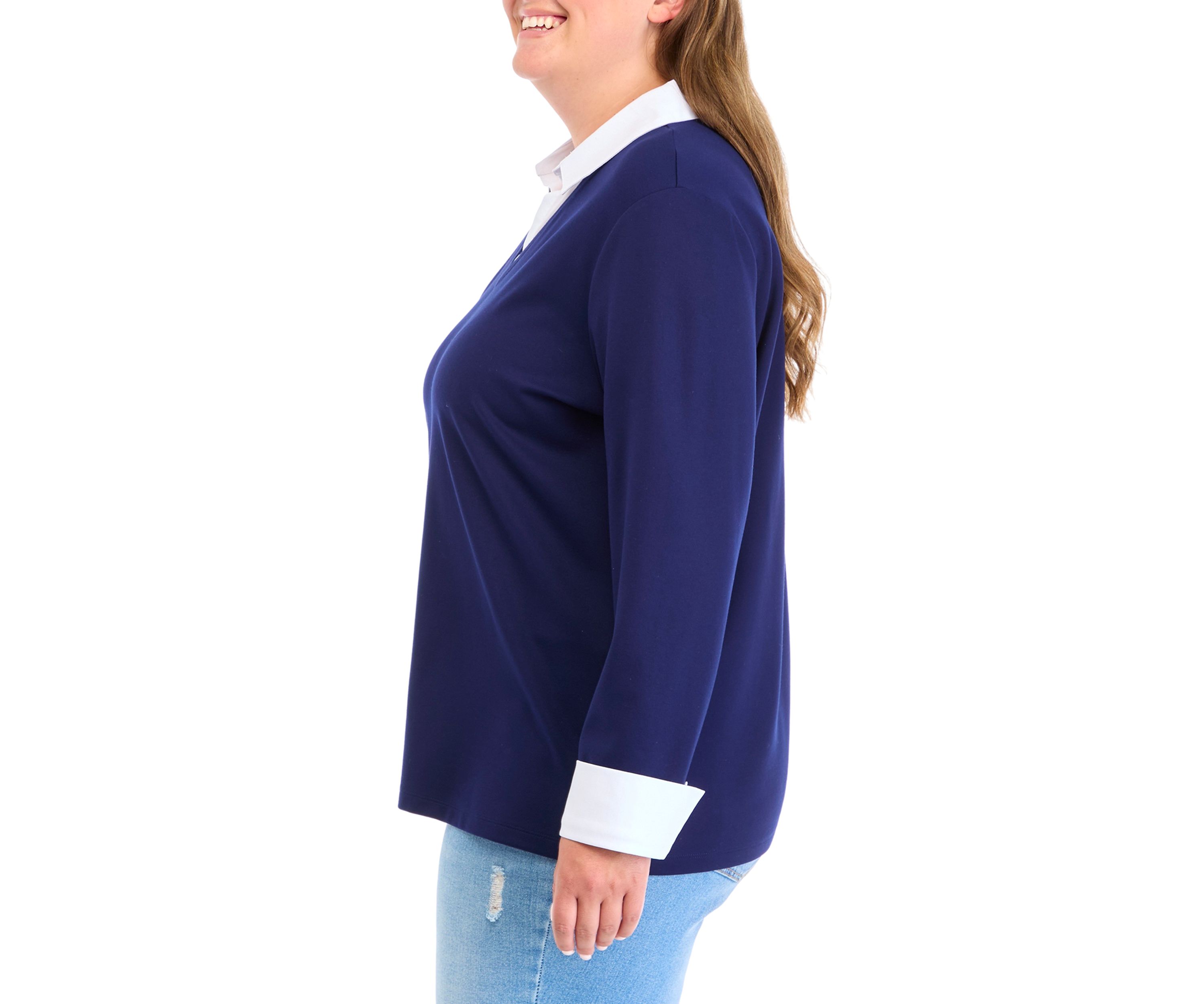 Plus Size Long Sleeve Poplin Top