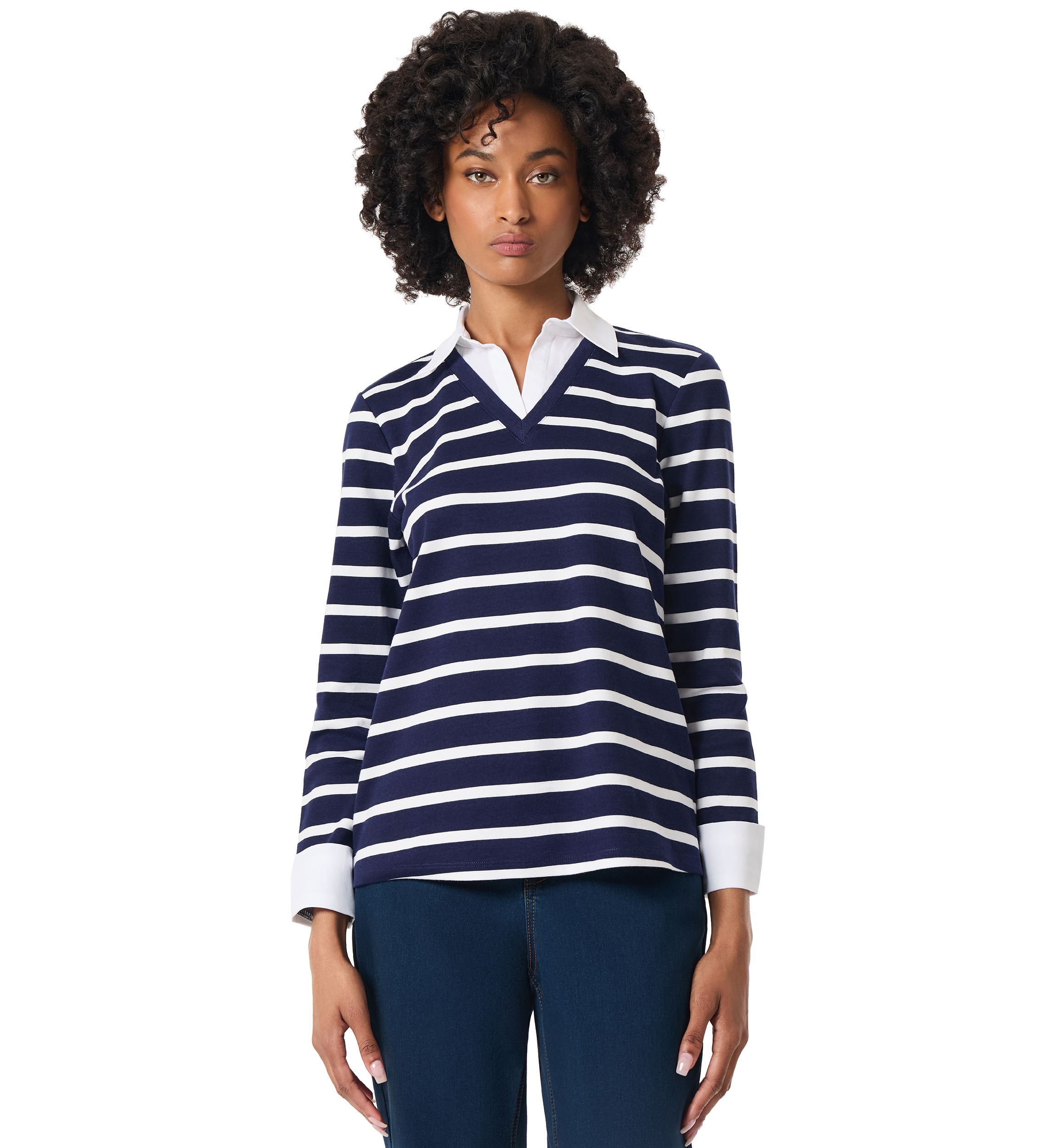Womens 2Fer Striped Top