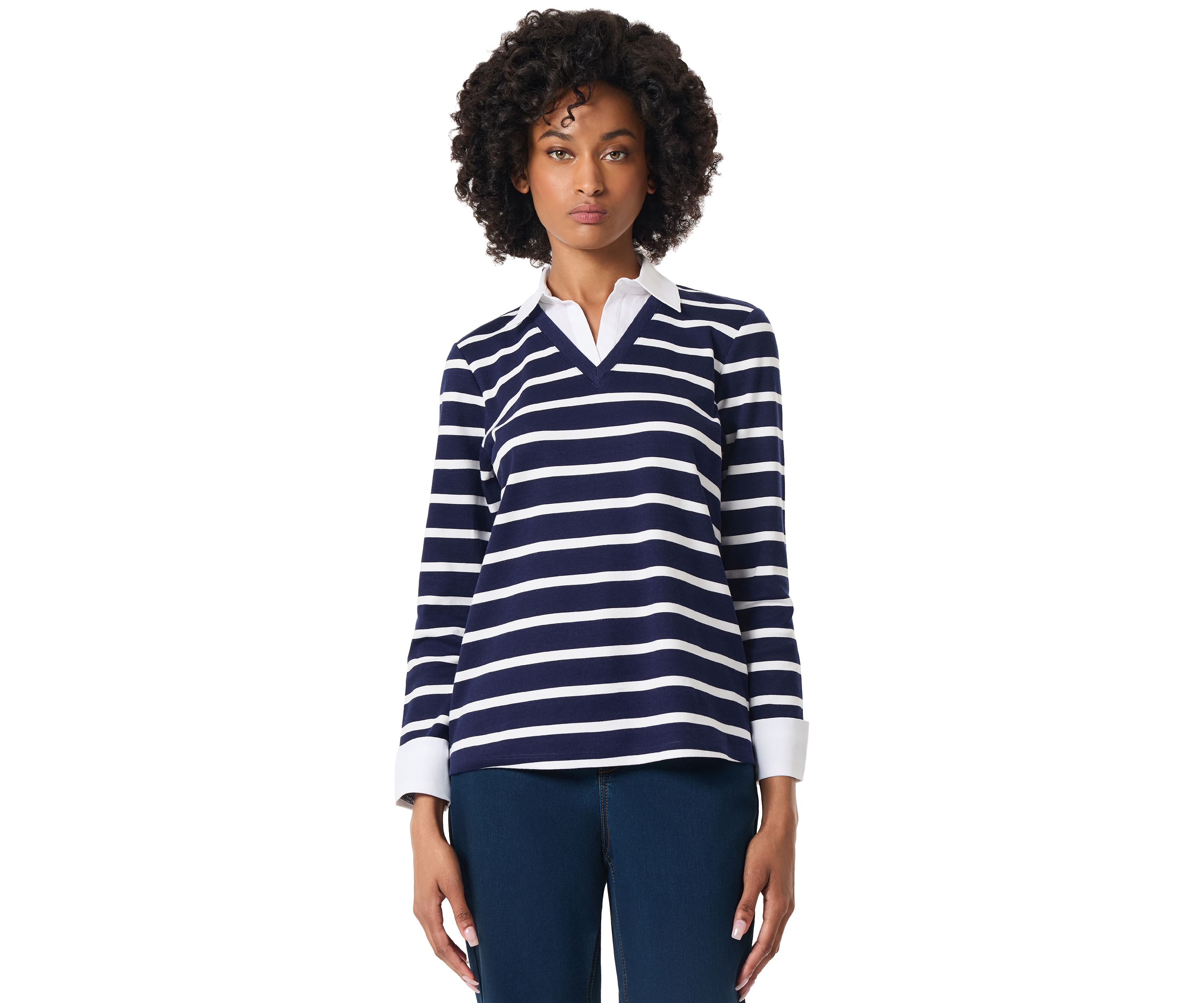 Womens 2Fer Striped Top