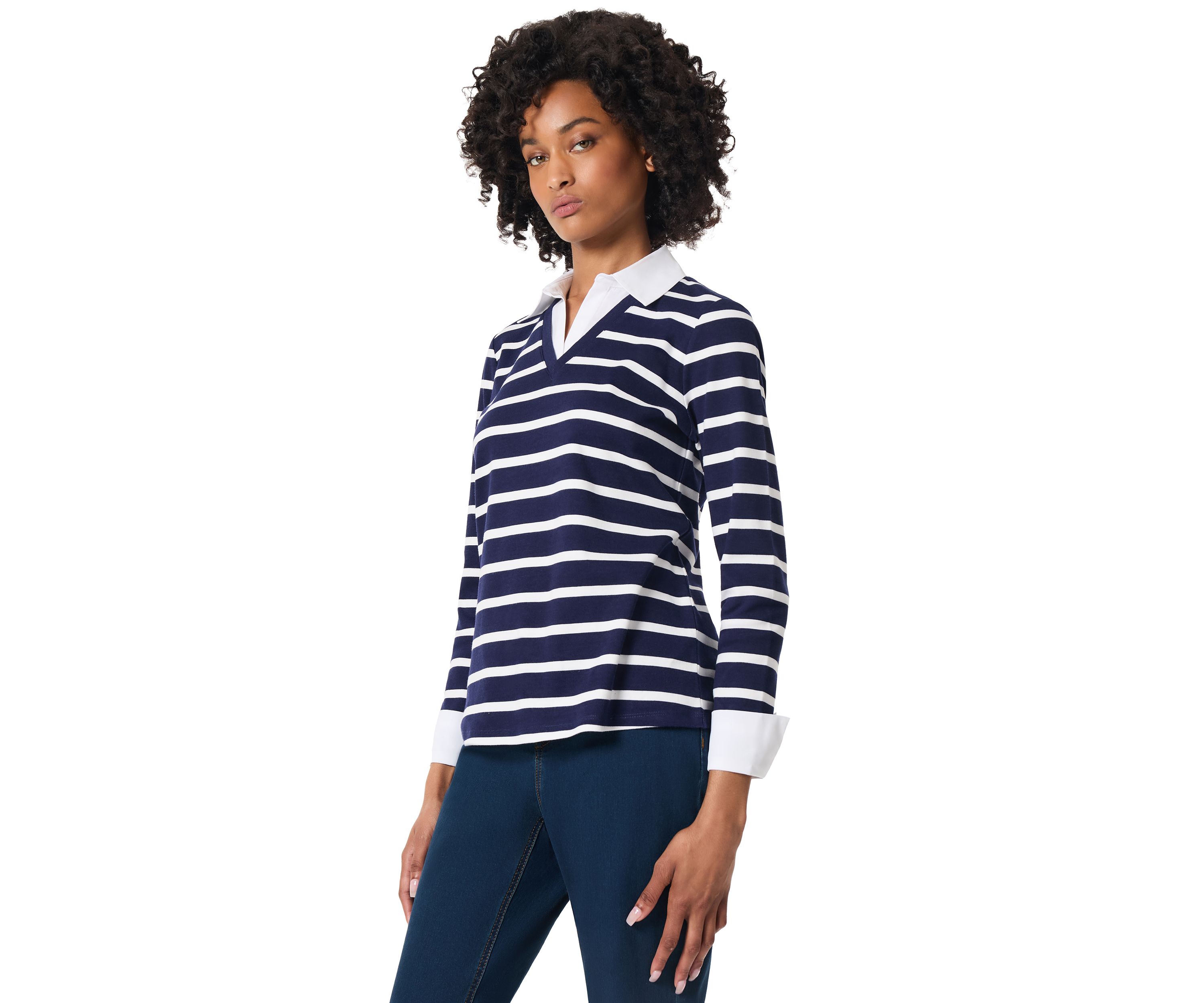 Womens 2Fer Striped Top