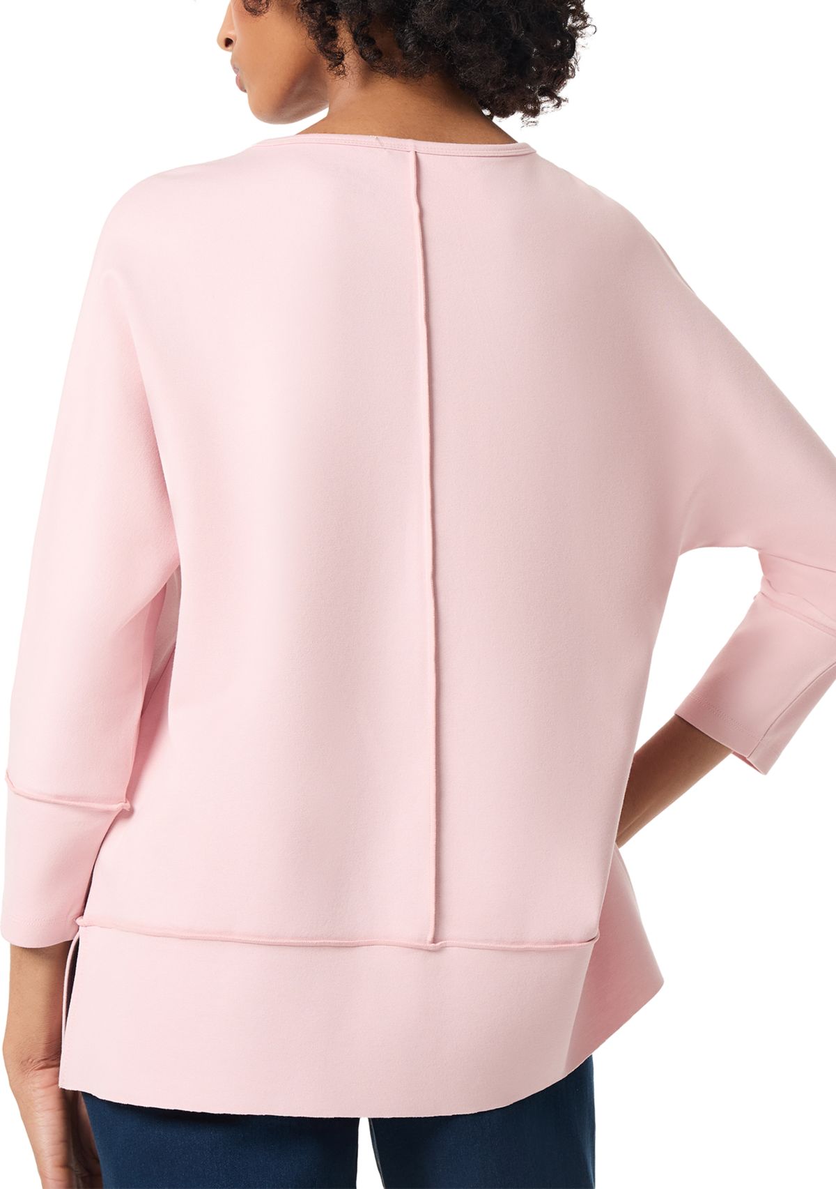 Womens Serenity Knit 3/4 Dolman Sleeve Seam Detail Tunic Top