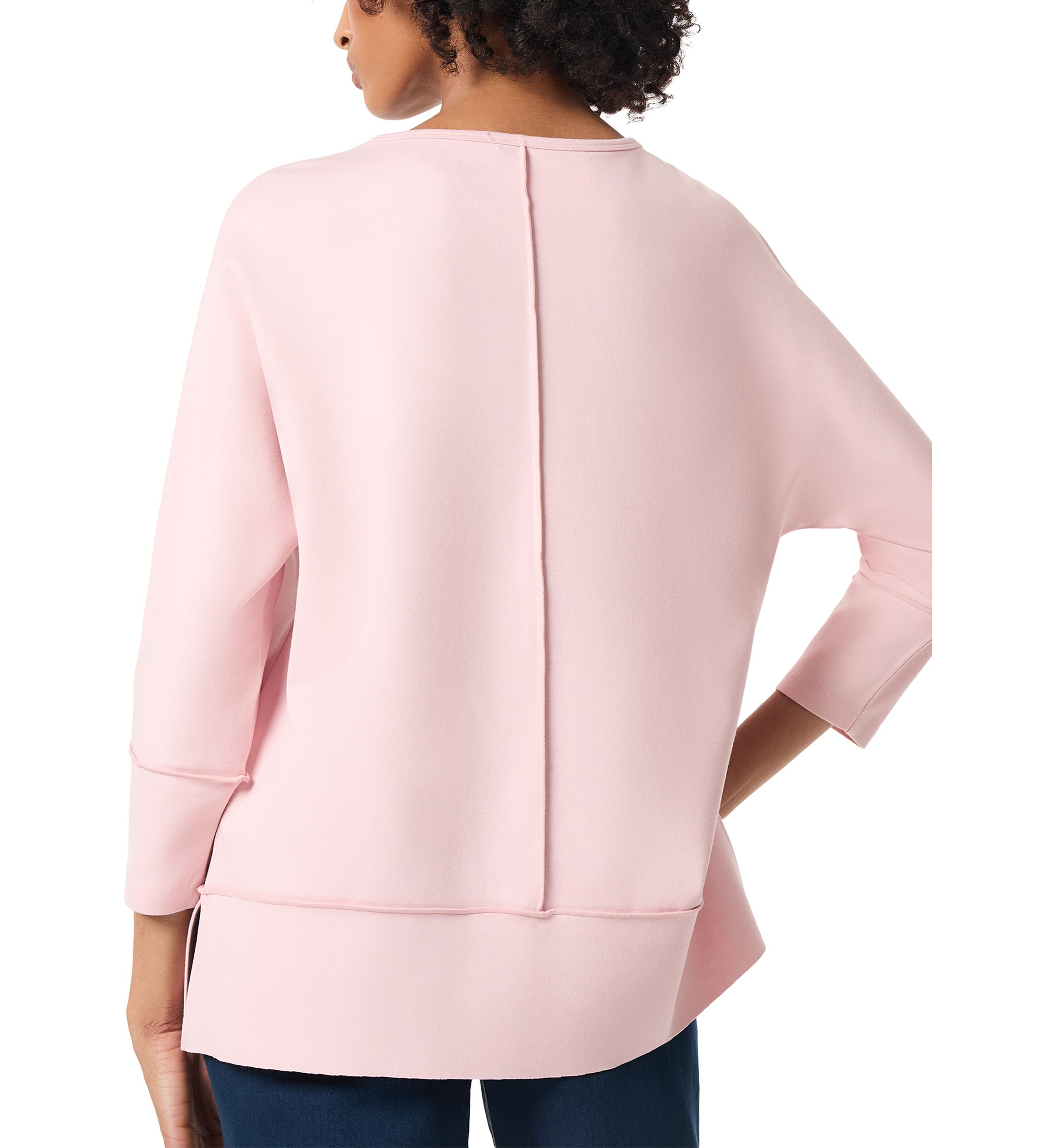 Womens Serenity Knit 3/4 Dolman Sleeve Seam Detail Tunic Top