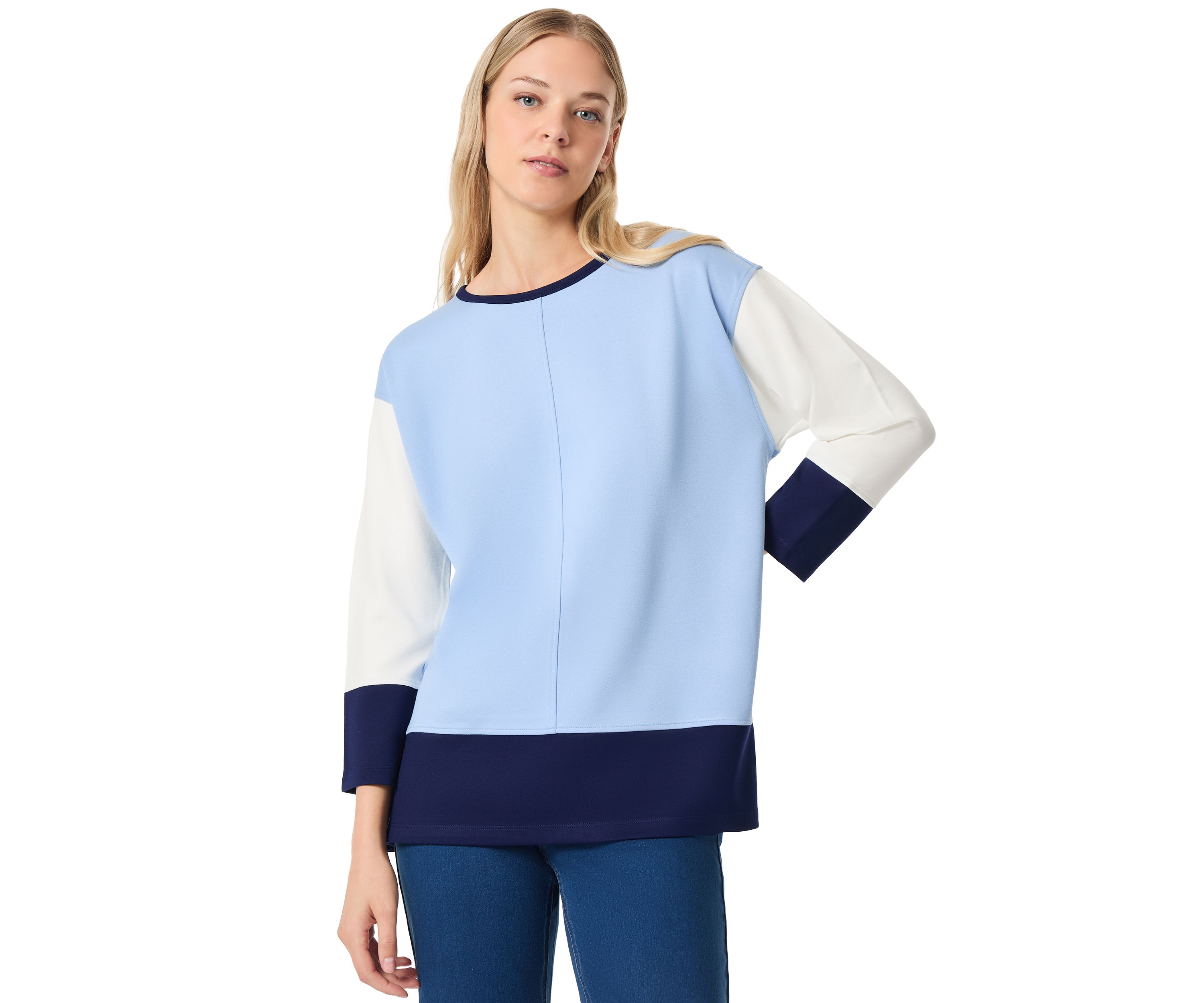 Womens Long Sleeve Color Block Serenity Knit Sweater